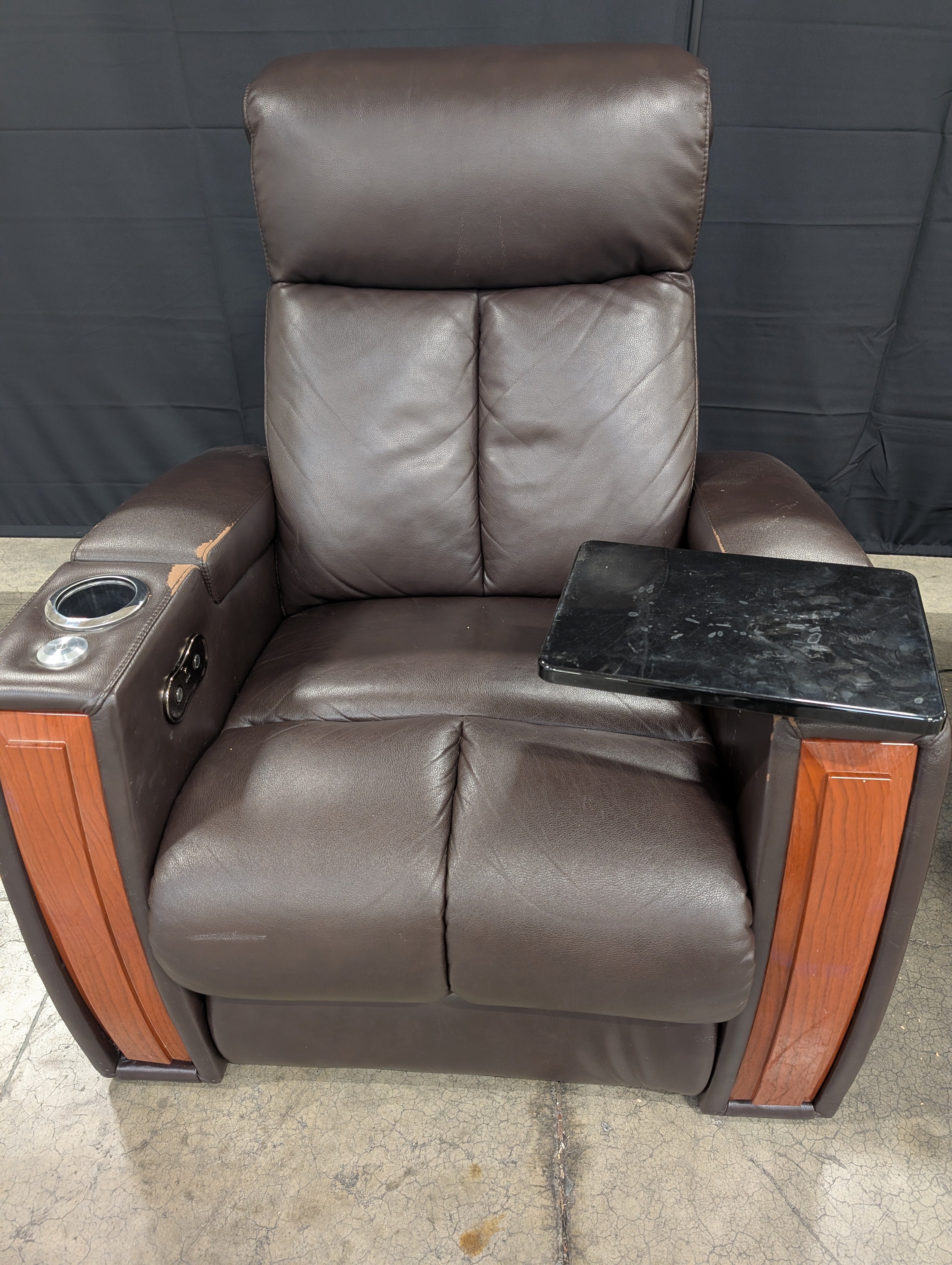 Modern Brown Recliner Chair with LED Lighting and USB Port