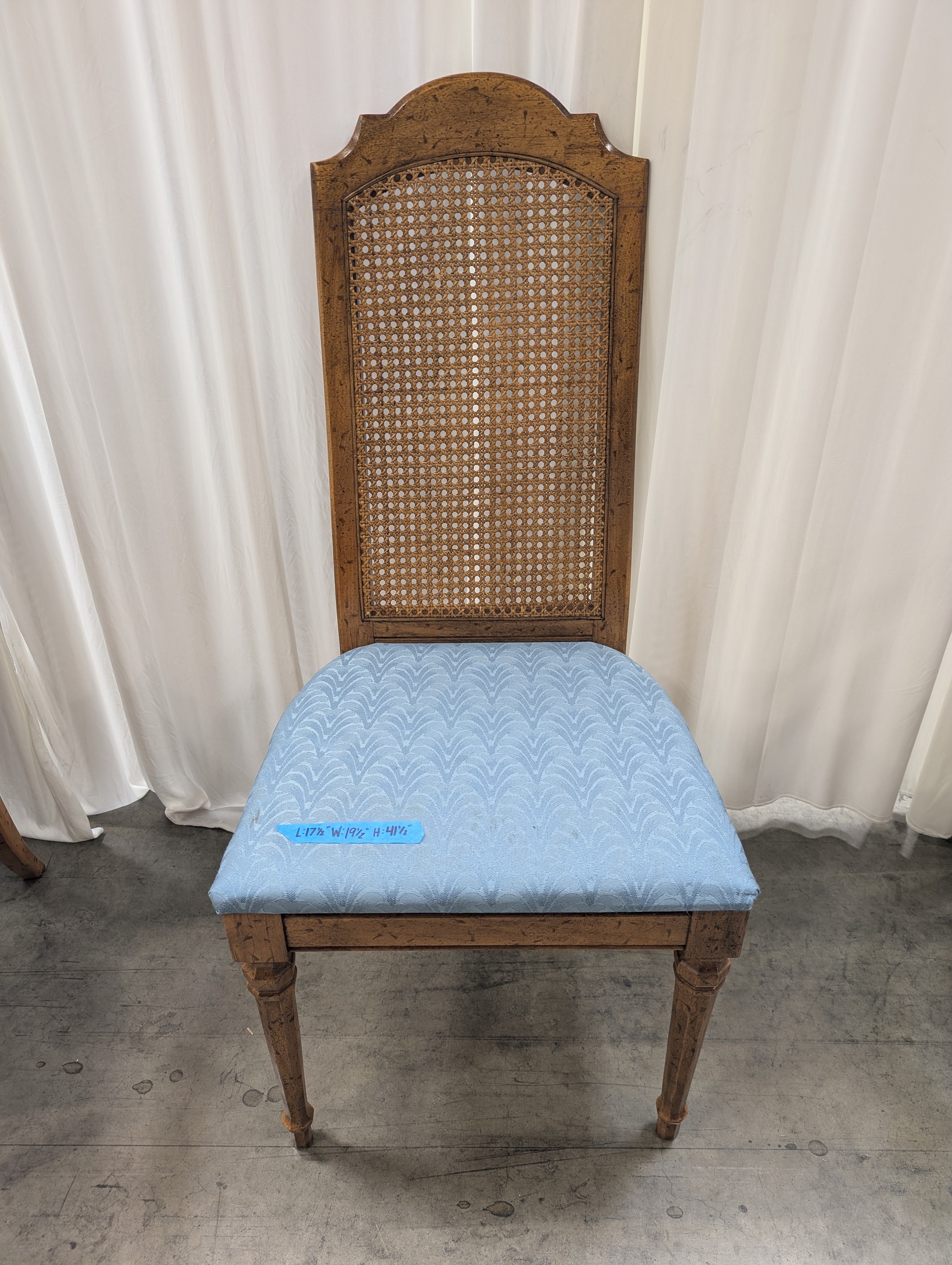 Vintage French Provincial Wood Dining Chairs with Cane Backs