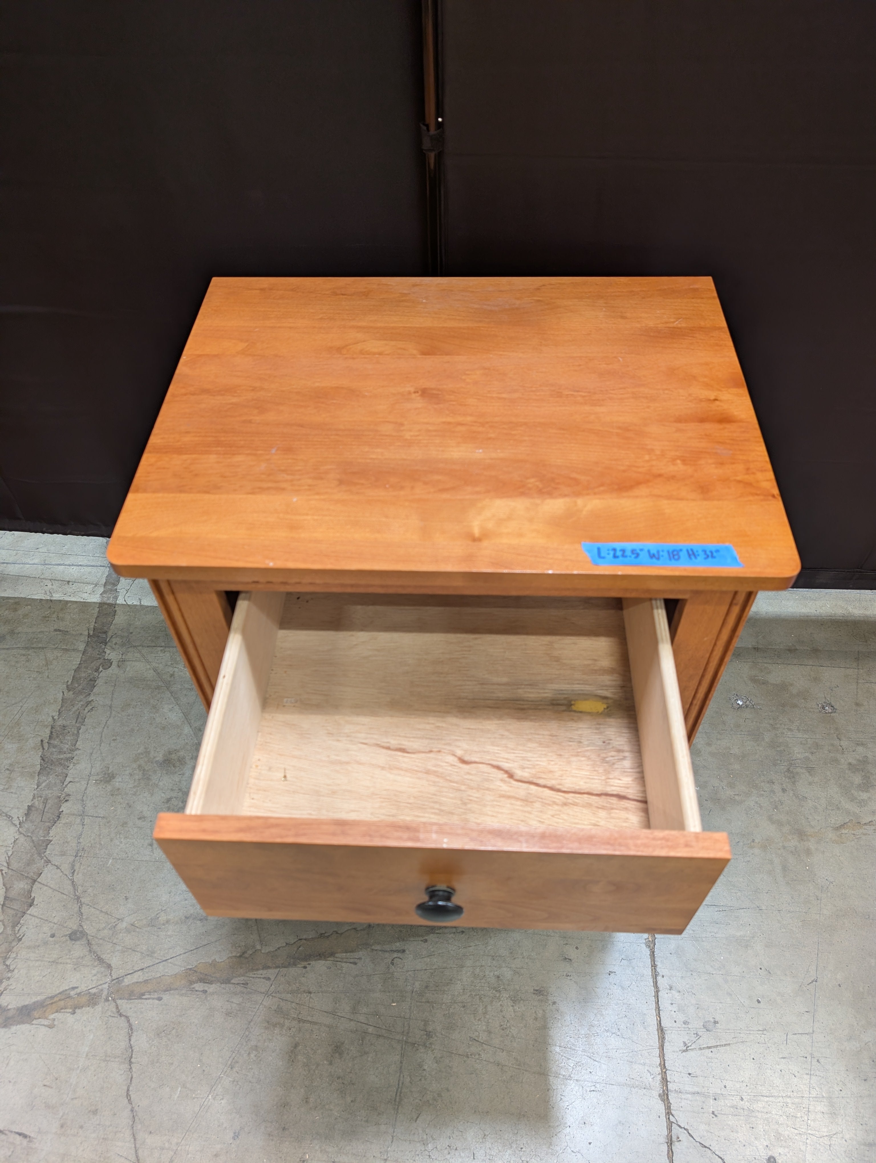 Single-Drawer Open-Shelf Nightstand in Warm Wood