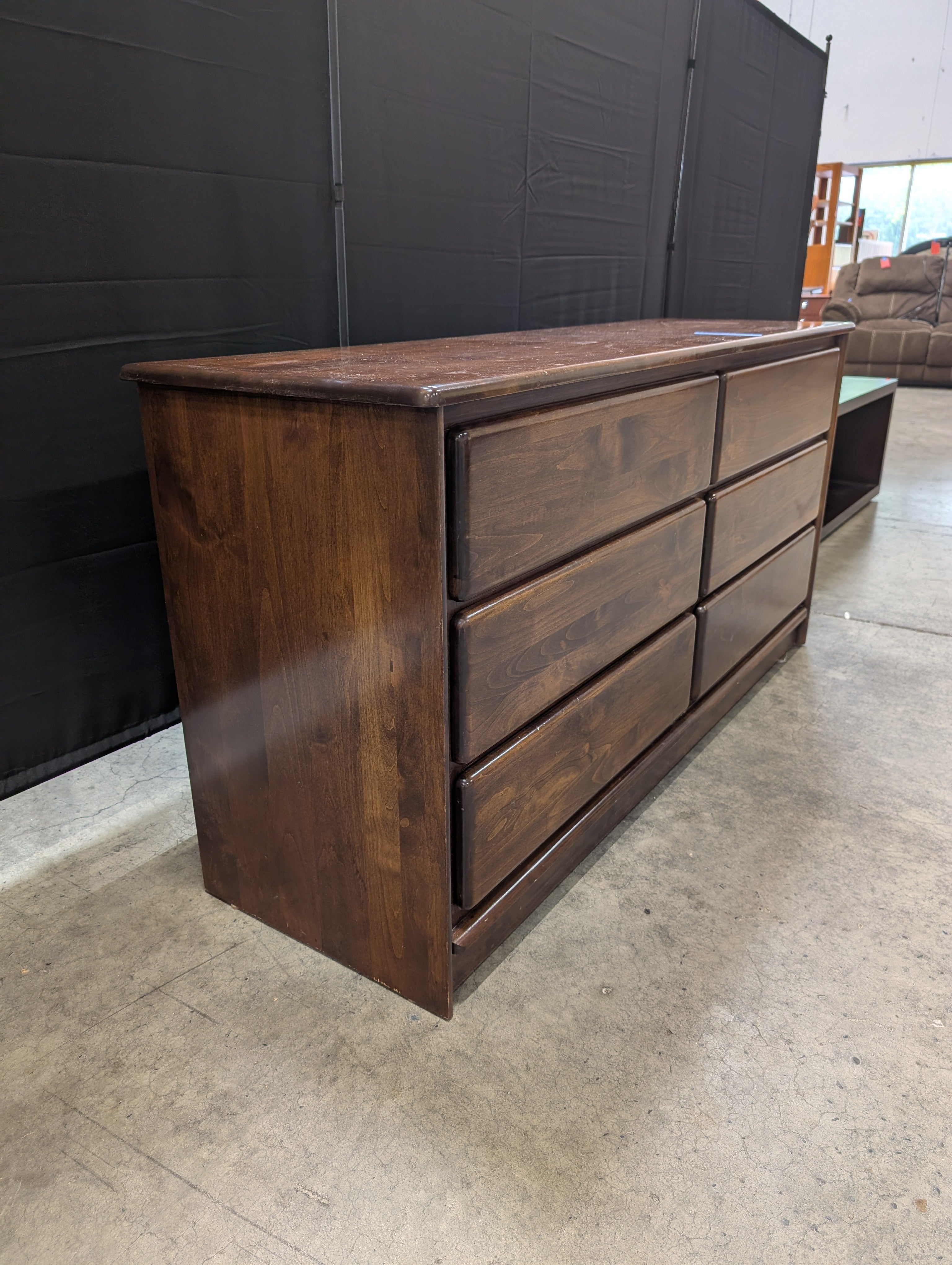 Six-Drawer Wood Dresser in Brown