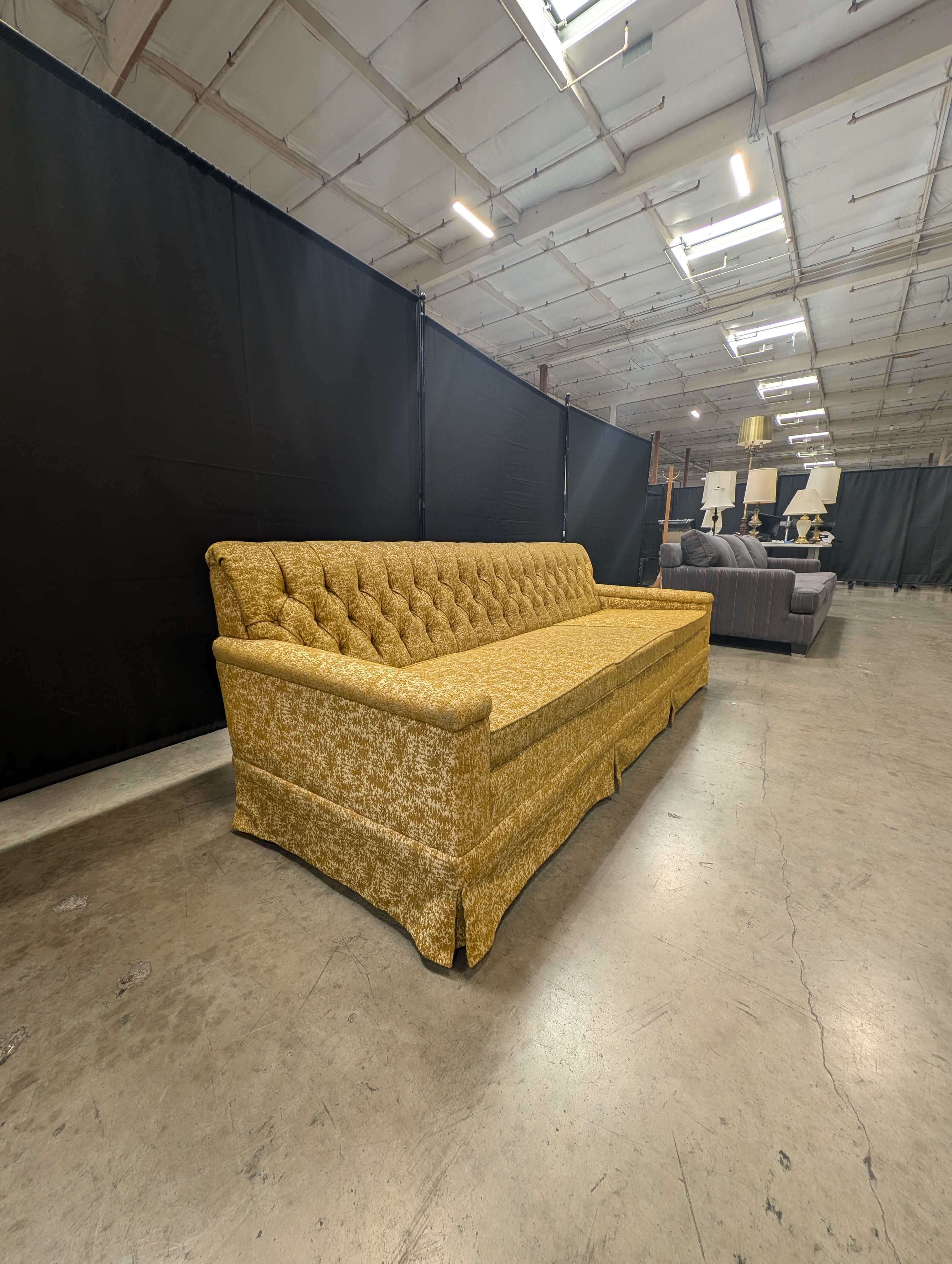 Vintage Gold FLEXSTEEL Tufted Sofa
