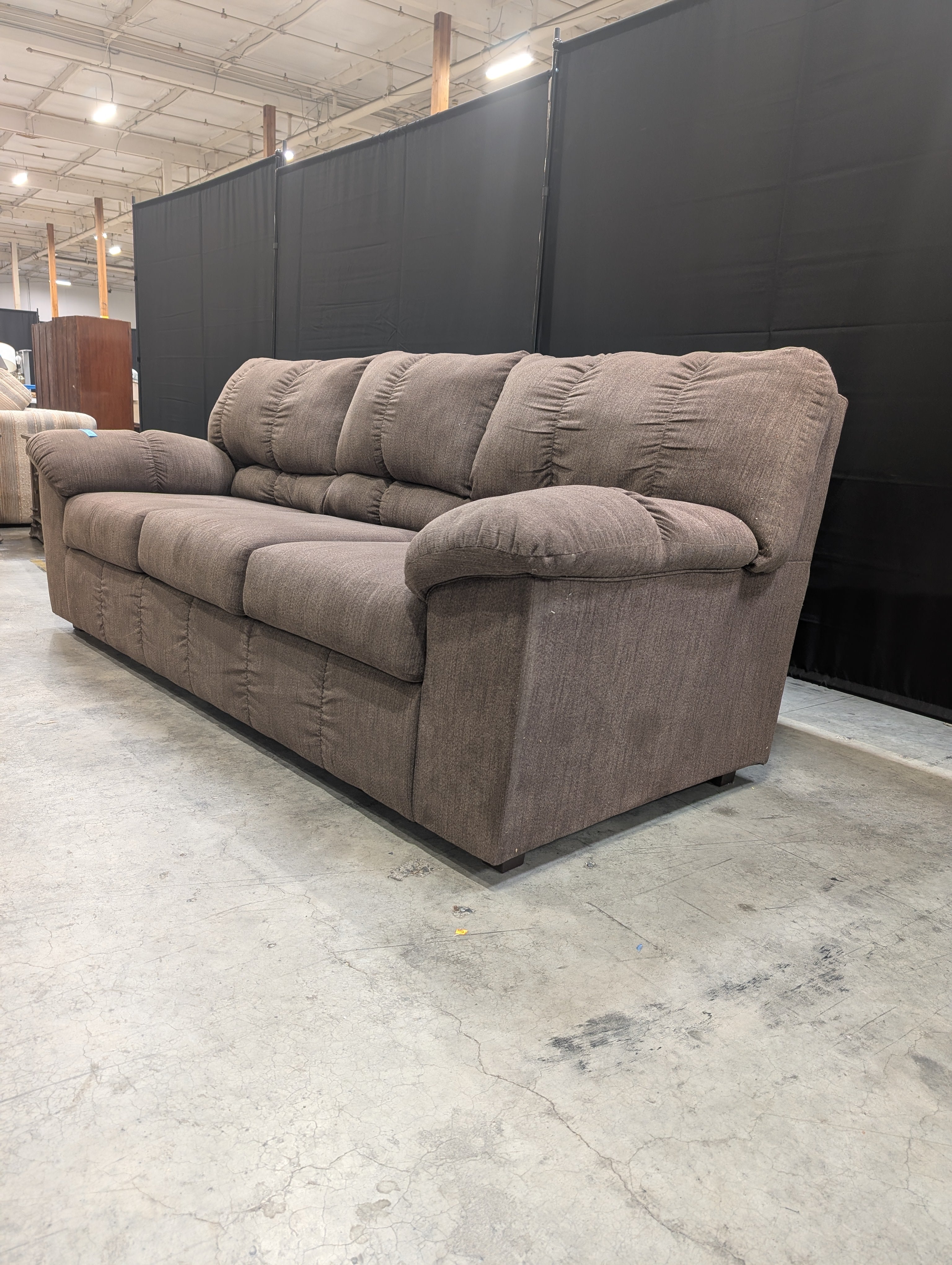 Brown Fabric Ashley Furniture Three-Seat Sofa