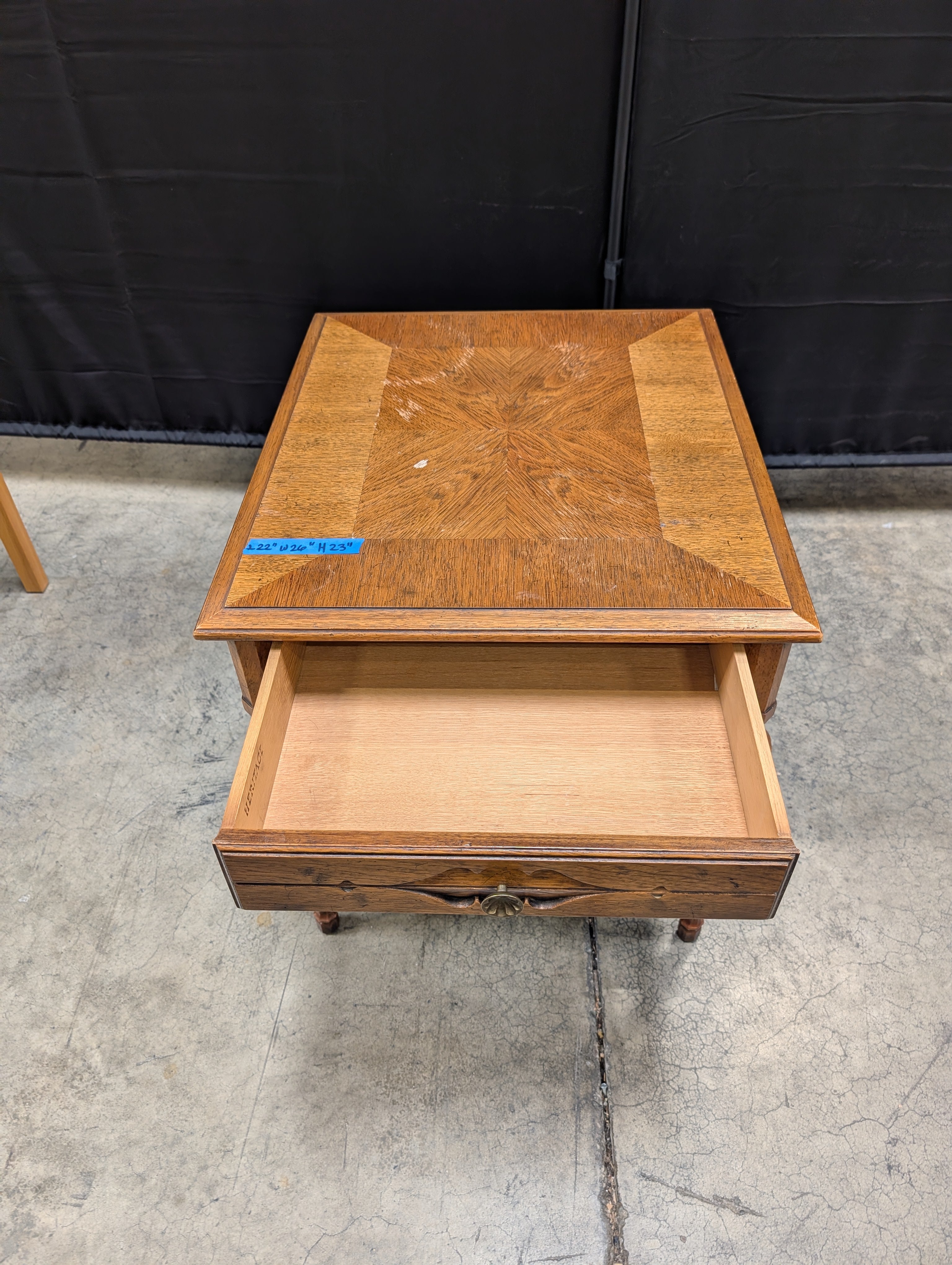 Wood Heritage Table with Drawer and Two Shelves