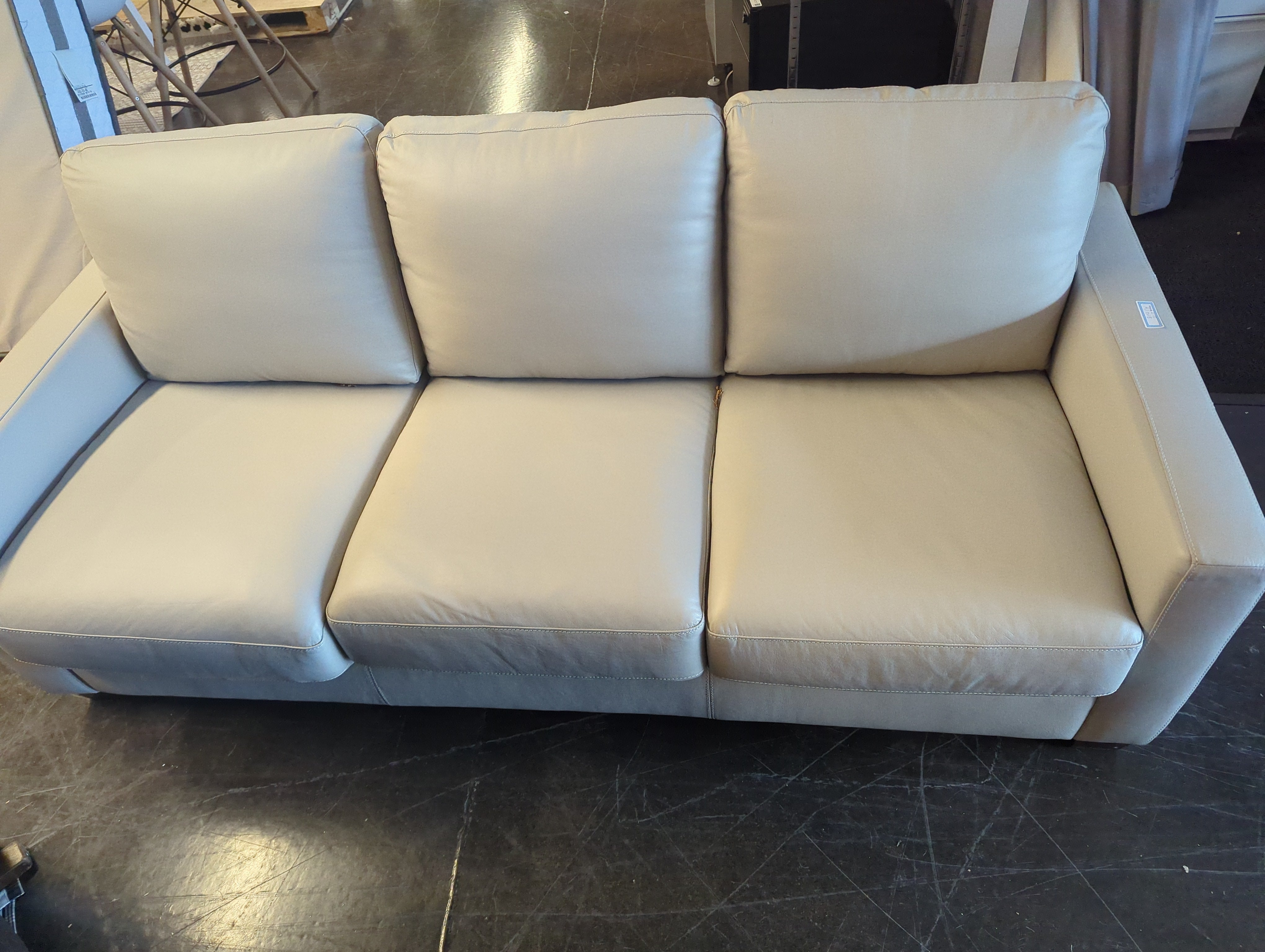 Grey leather sleeper sofa