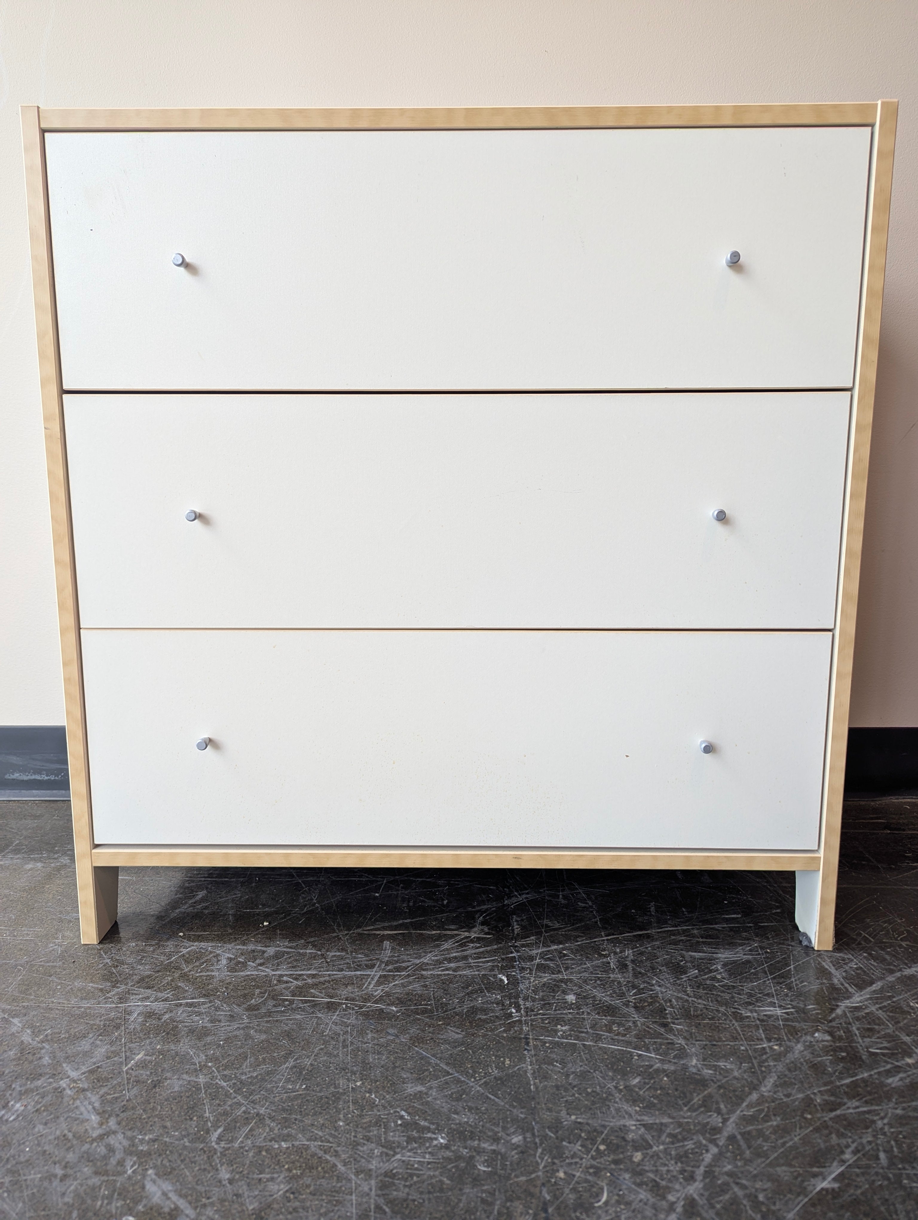 White Three Drawer Dresser