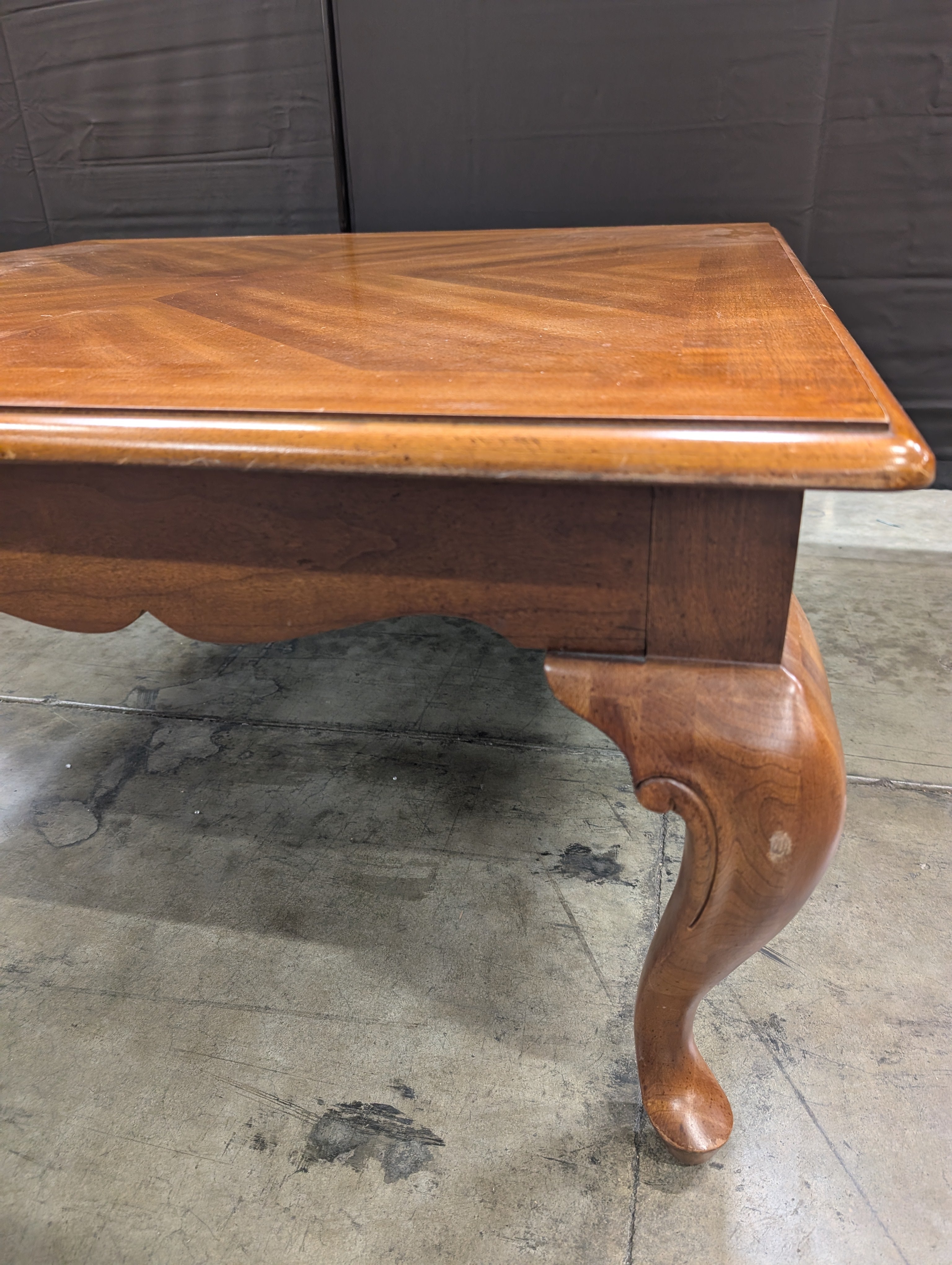 Traditional Square Wood Coffee Table with Cabriole Legs