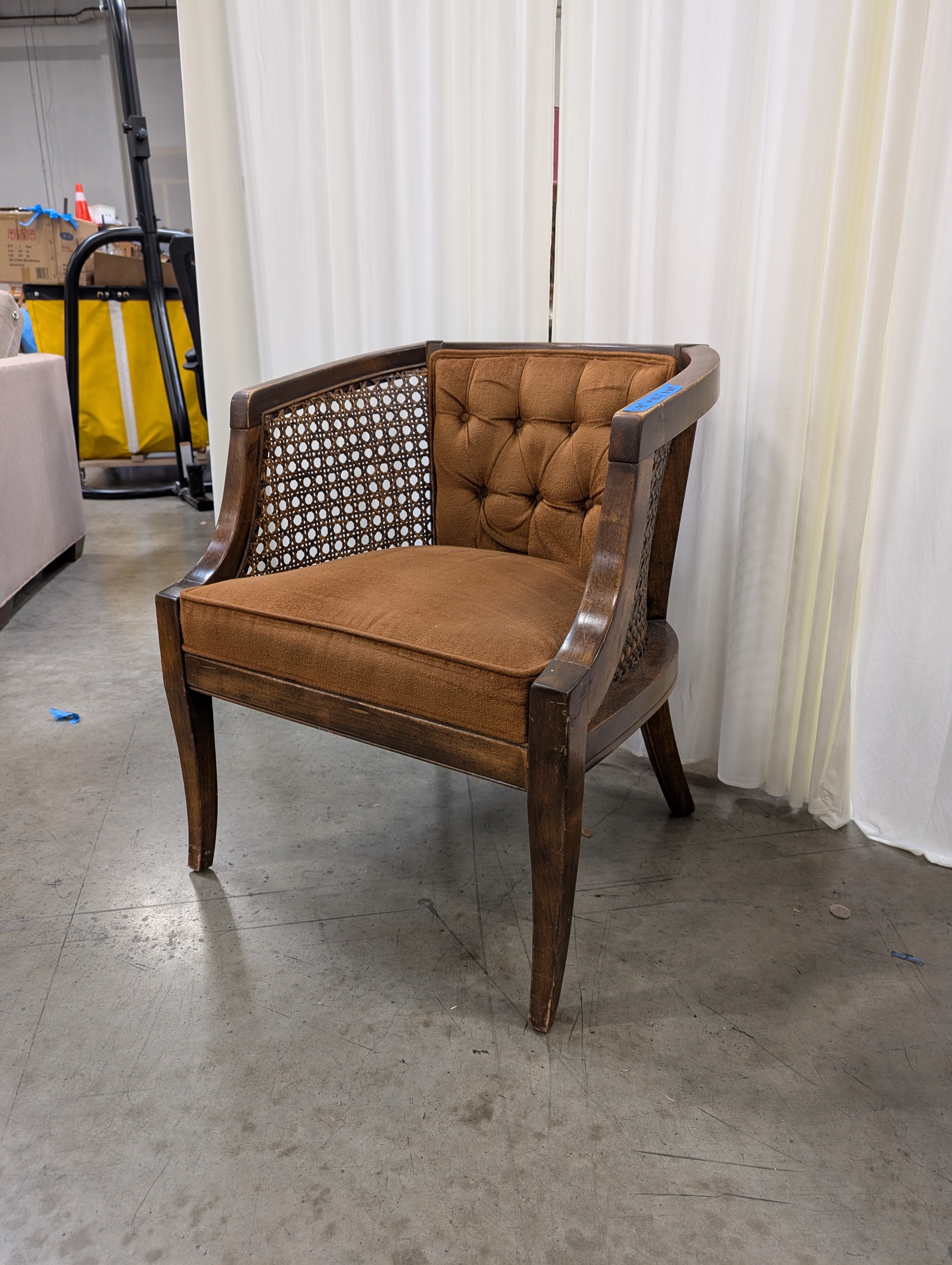 Vintage Cane Back Tufted Accent Chair