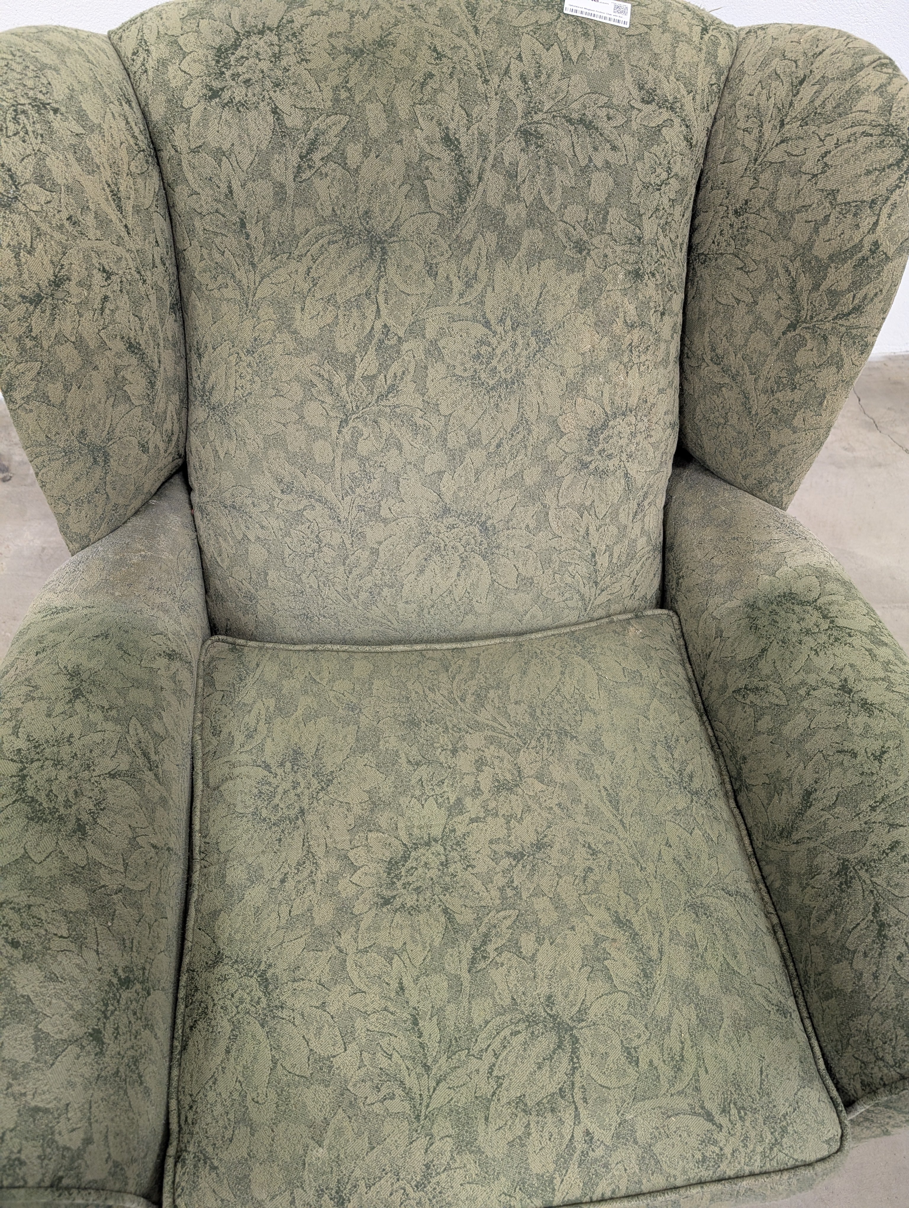 Upholstered Wingback Recliner Chair with Botanical Leaf Pattern