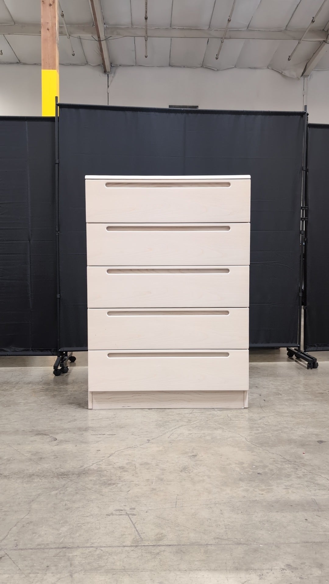 Modern Blonde Wood Five-Drawer Dresser