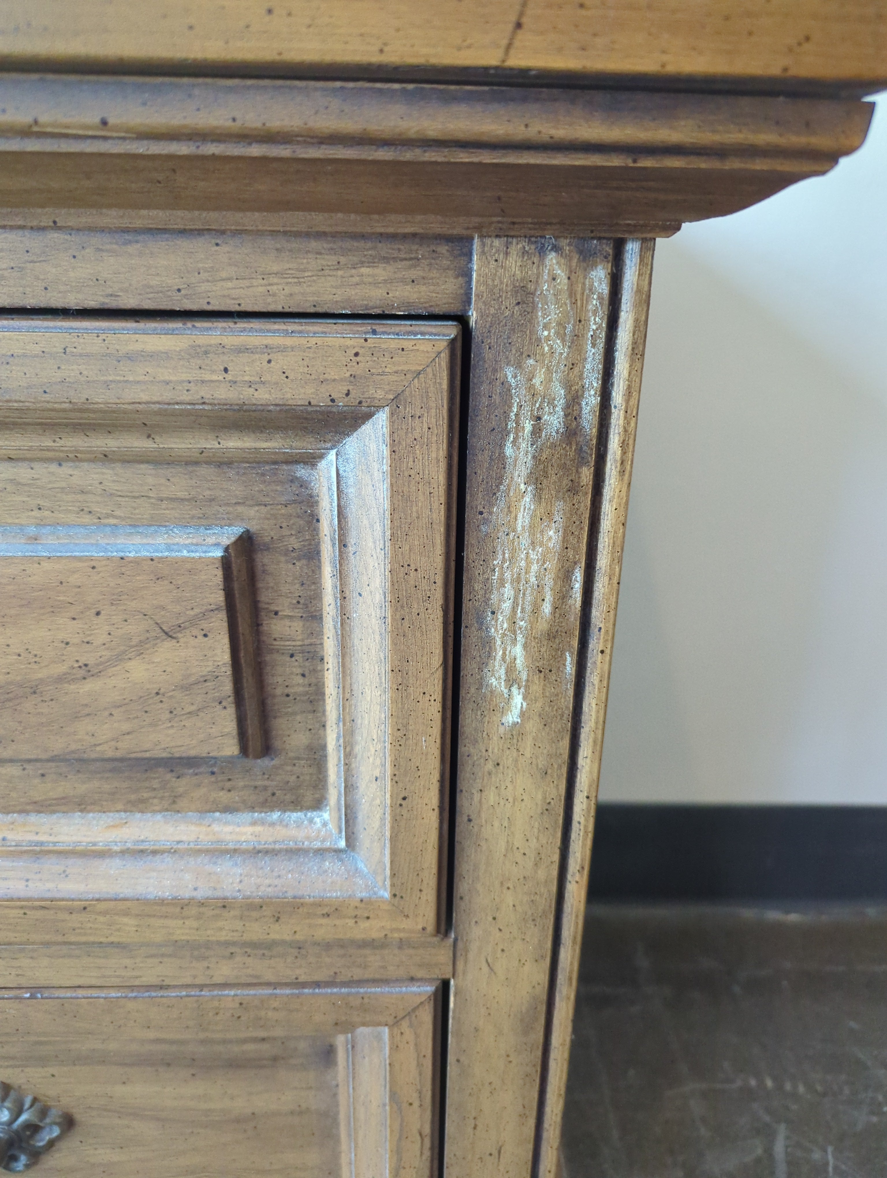 Classic Brown Wood Two-Drawer Nightstand