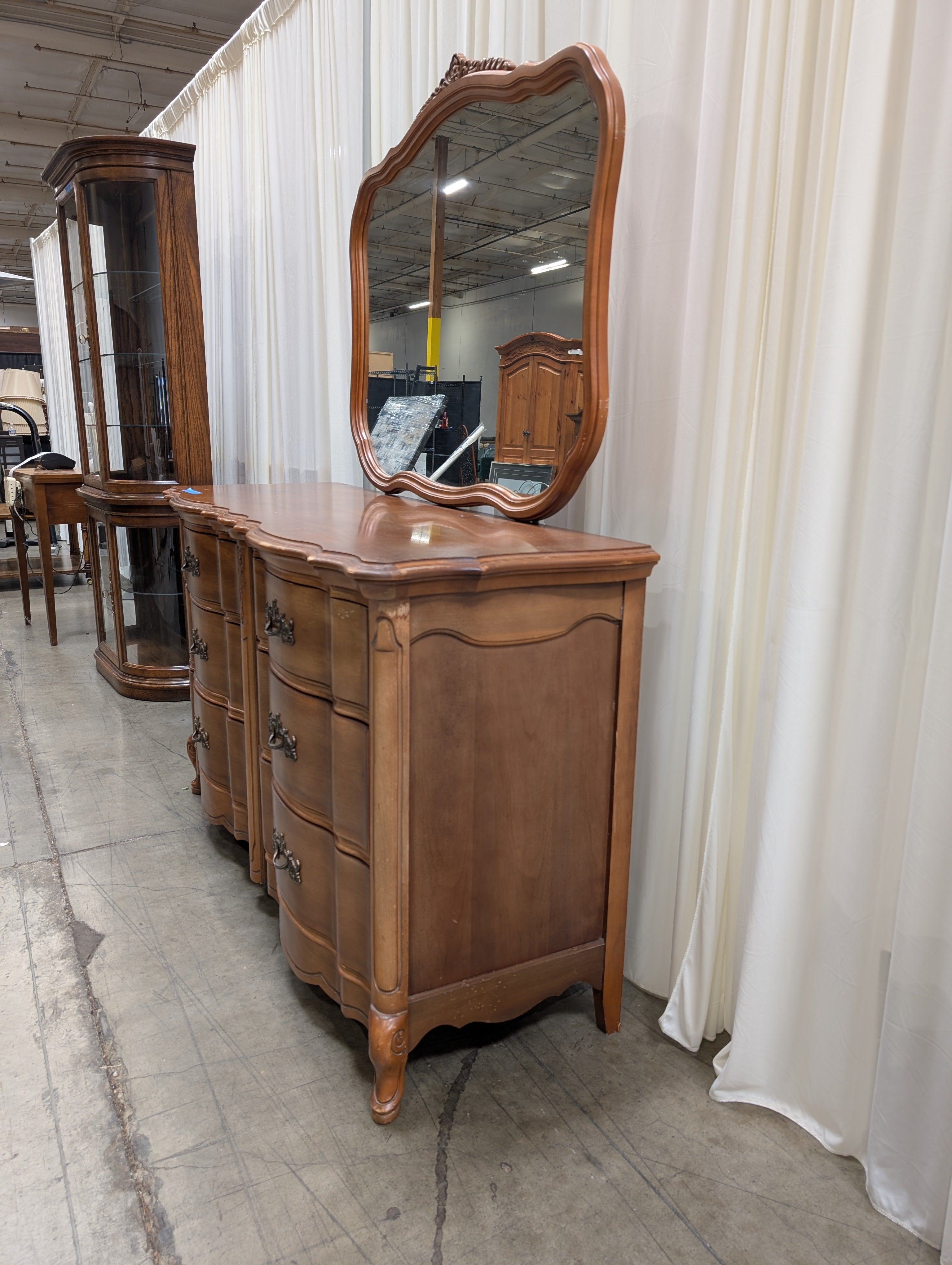 BASSETT French Provincial Wood Dresser with Matching Mirror