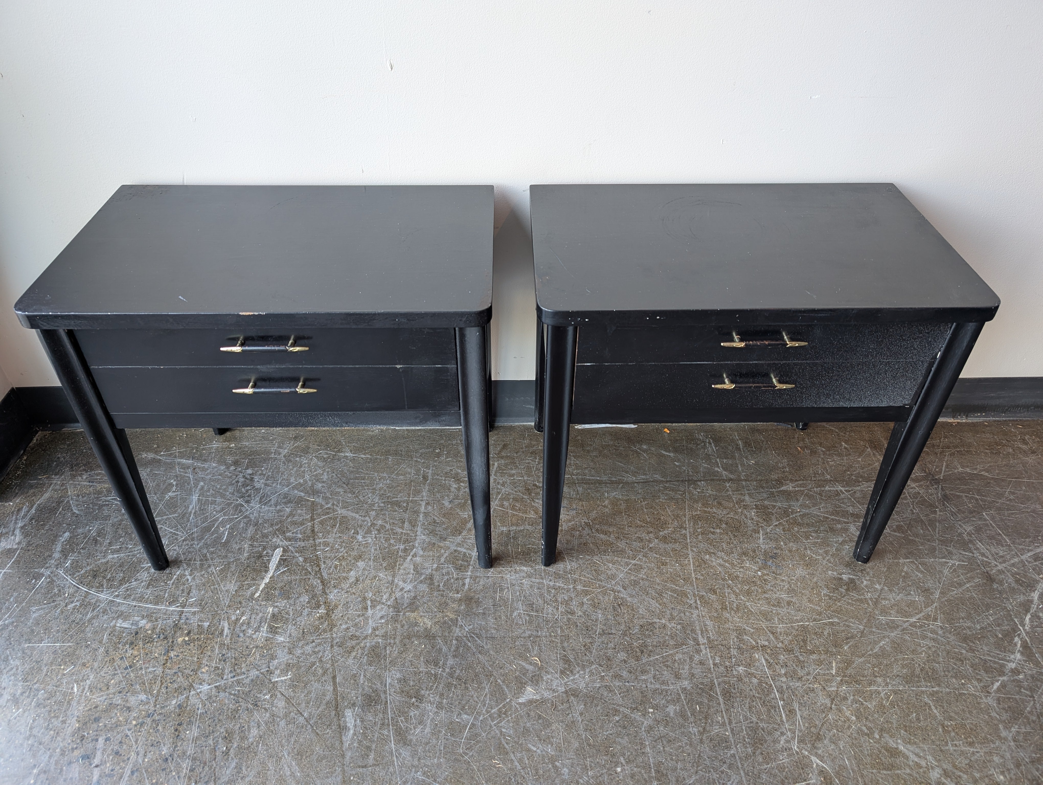 Pair of Modern Black Wood End Table