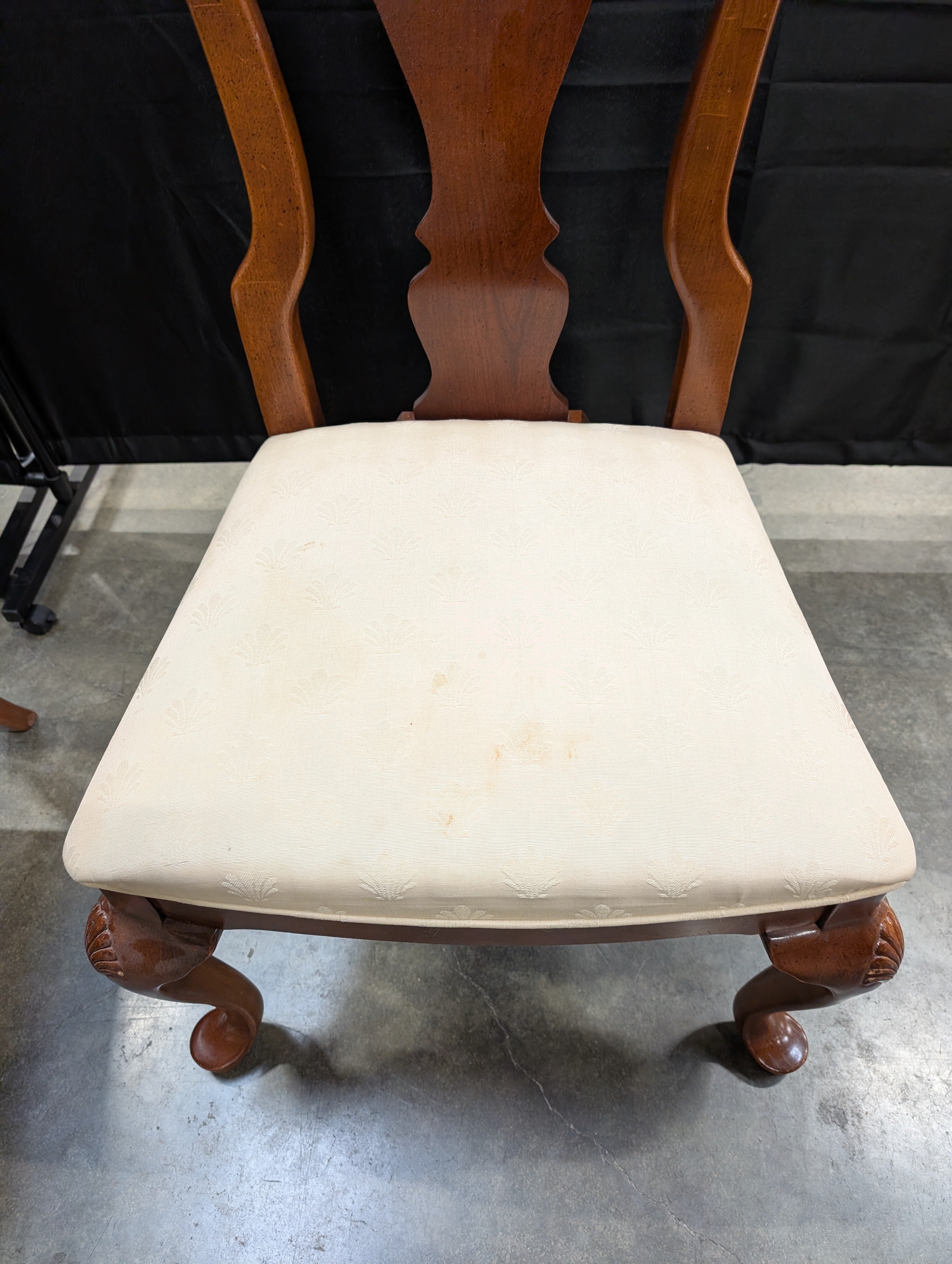 Traditional Carved Wood Dining Chair with Upholstered Seat