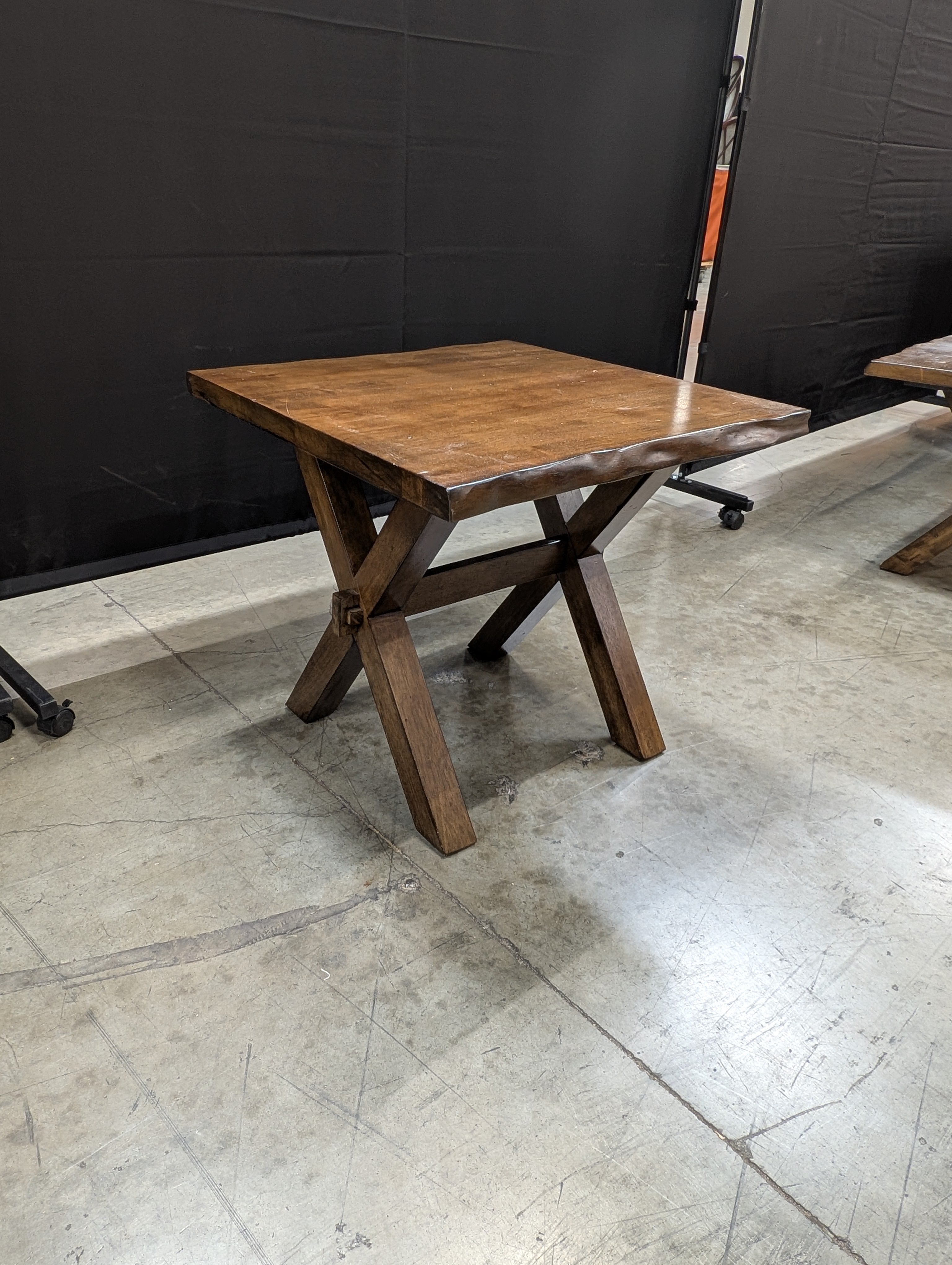 Rustic Solid Wood Accent Table with Scalloped Edge