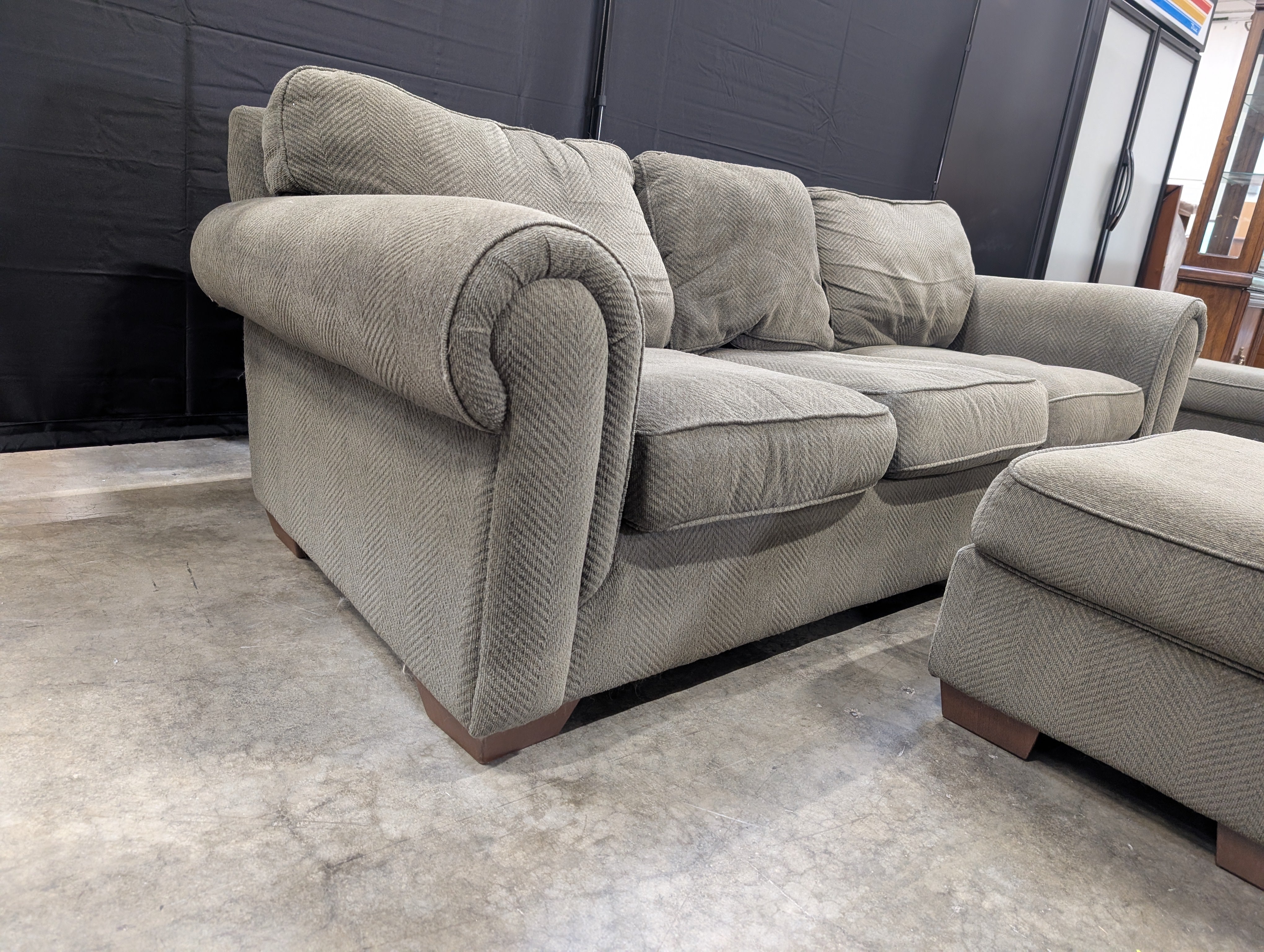 Three-Seater Bauhaus Sofa with Two Matching Ottomans