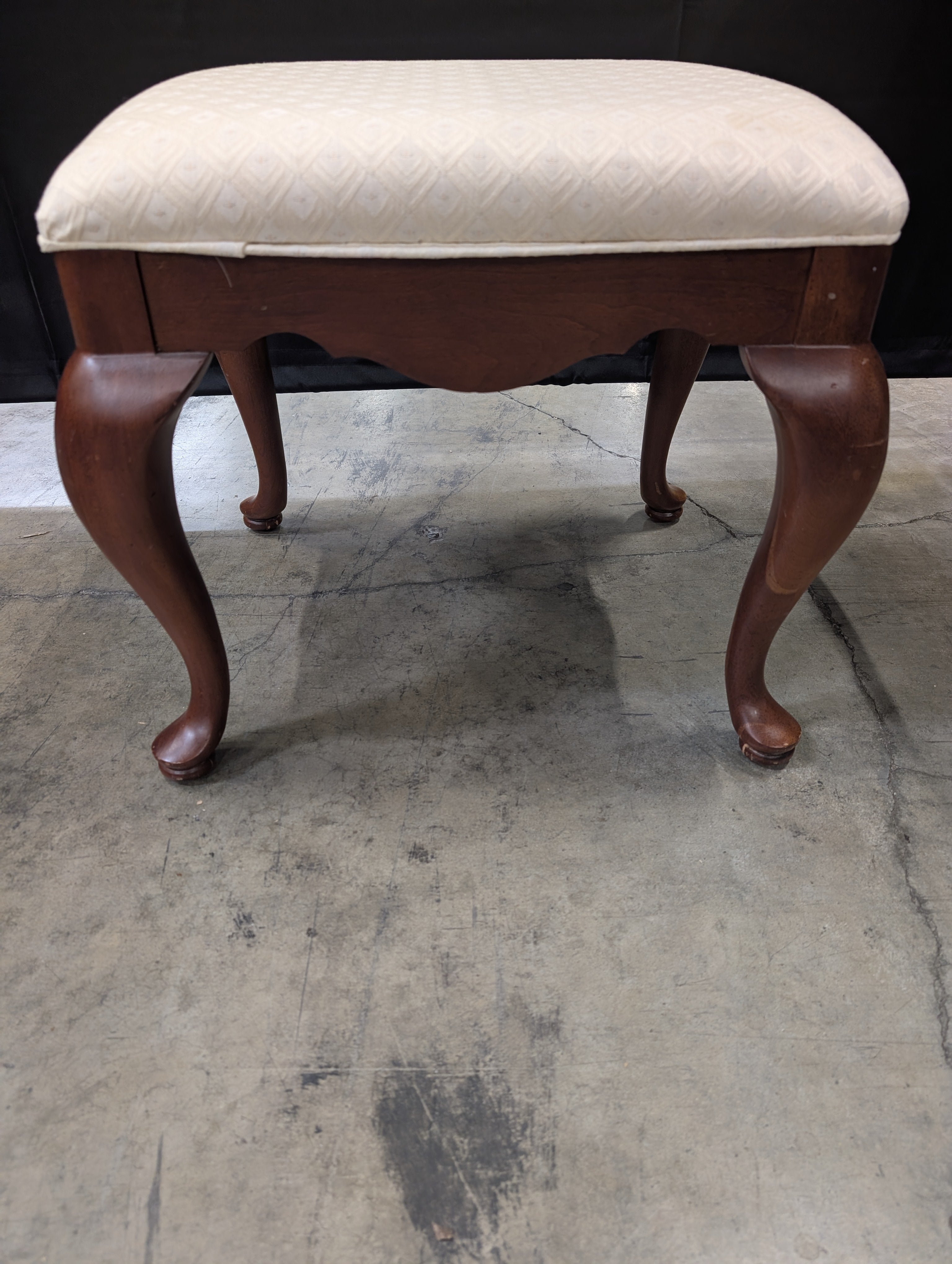 Traditional Upholstered Footstool with Cabriole Legs
