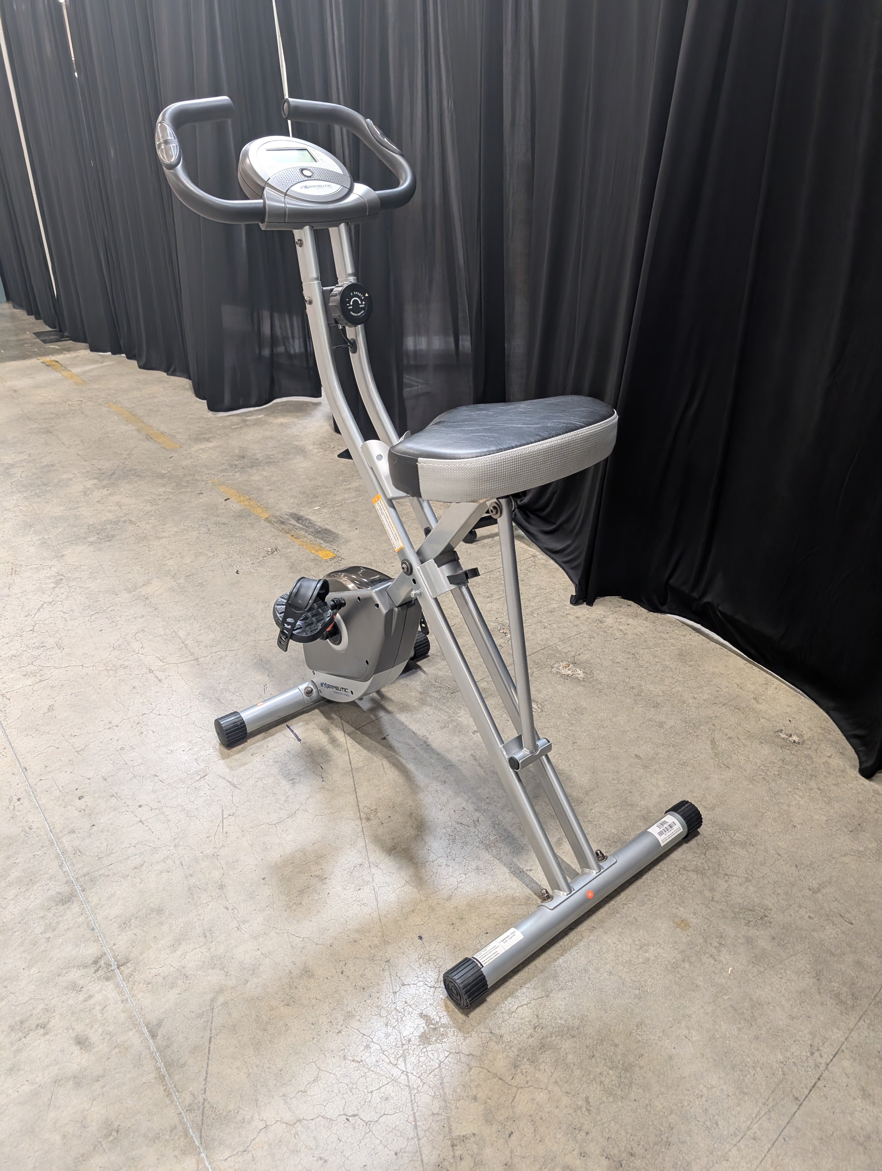 Compact Gray Folding Stationary Bicycle