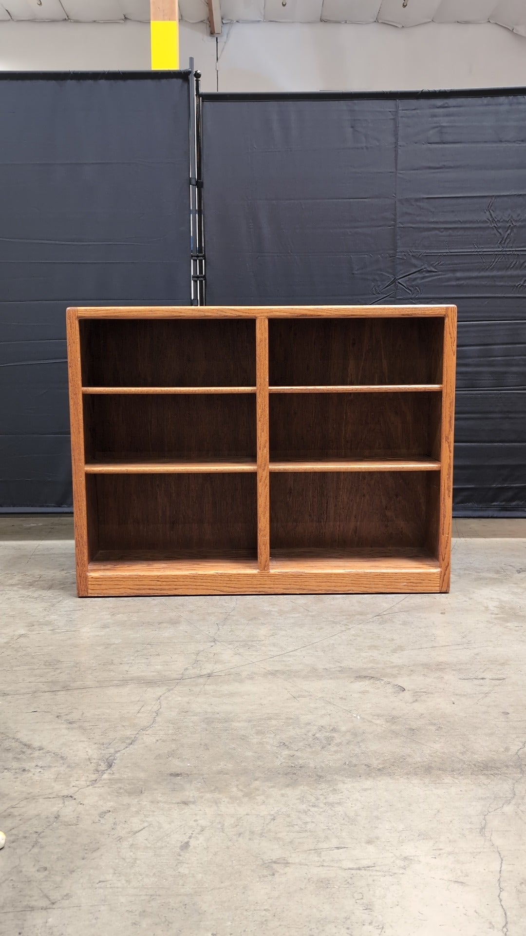Sturdy Oak Tone Wood Bookcase with Open Shelving