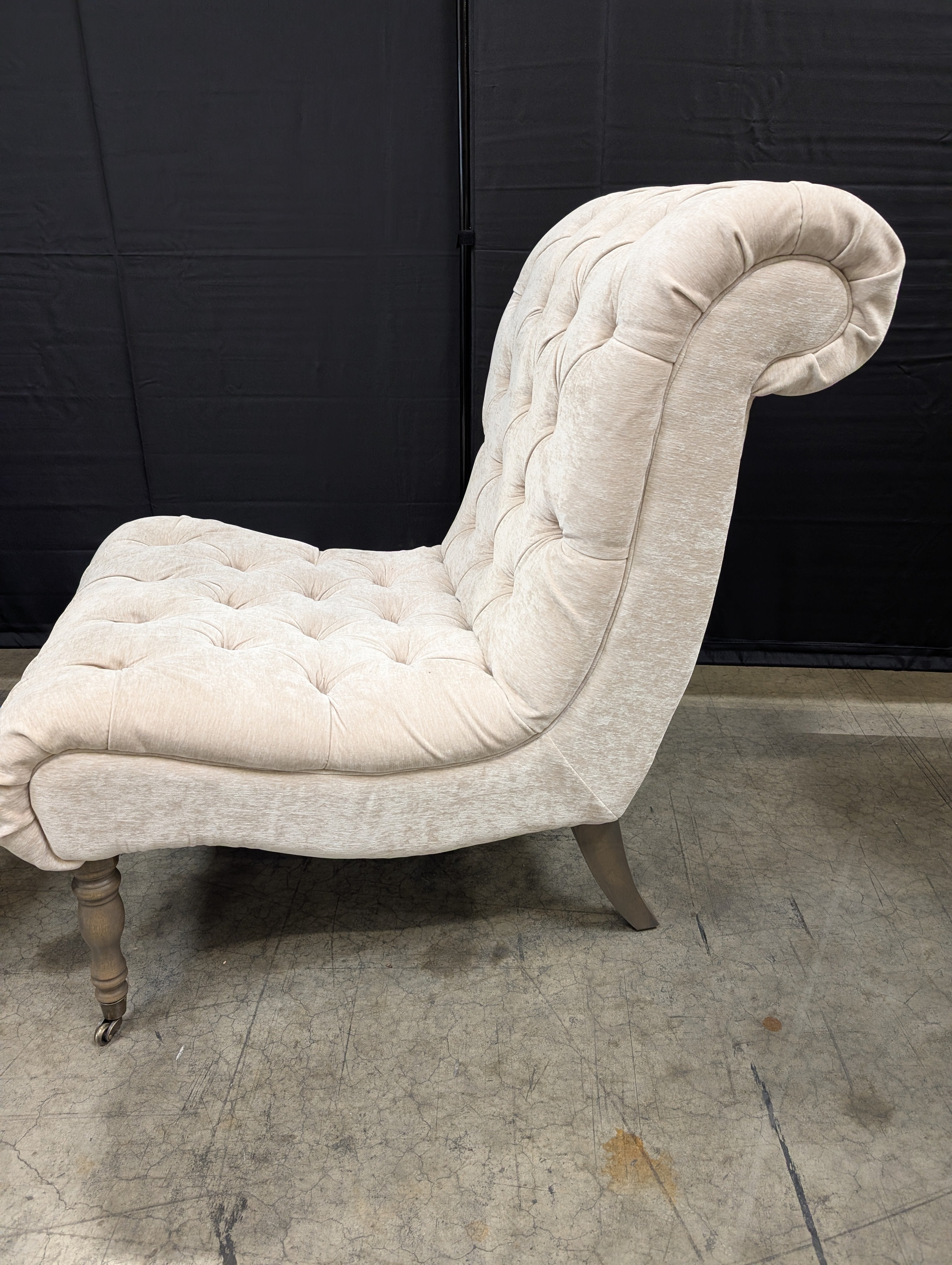 Neutral Tufted Upholstered Armless Accent Chair