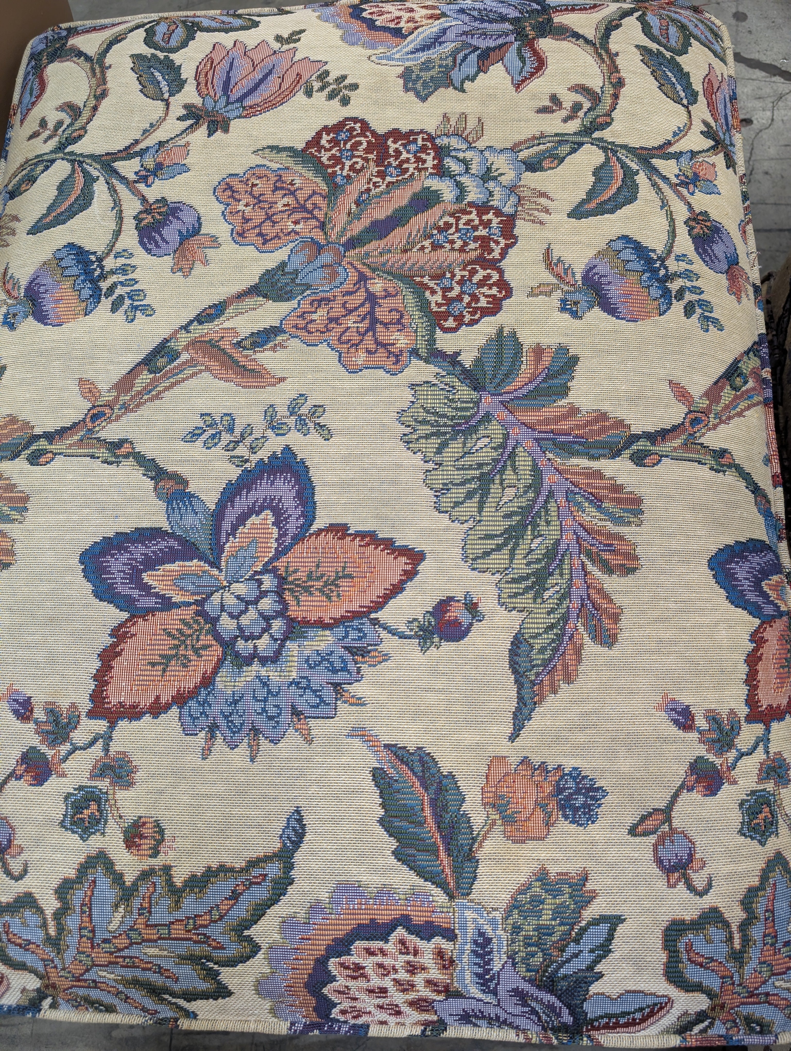 Charming Floral Upholstered Armchair and Ottoman Set