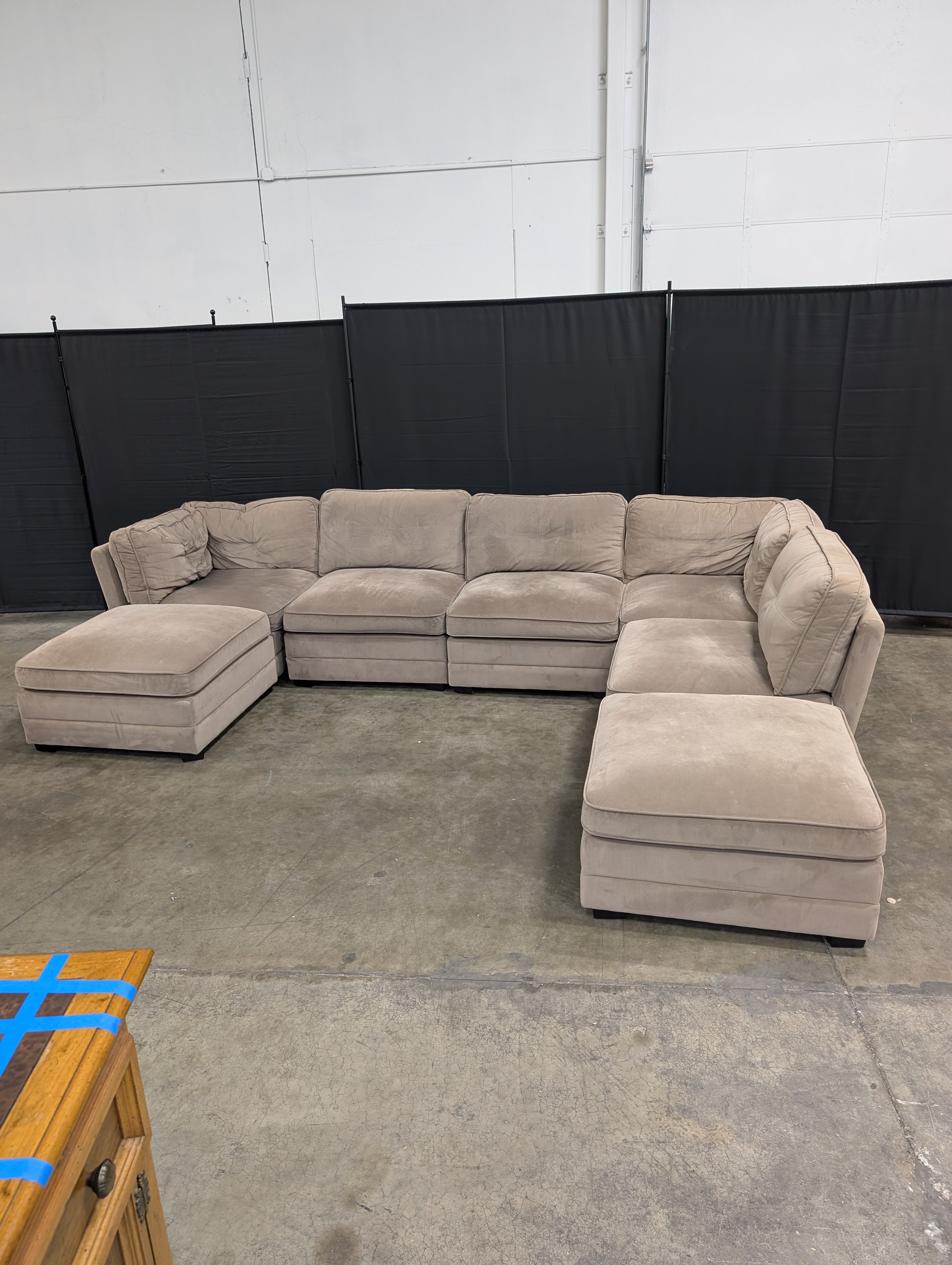 Modular Taupe Fabric Sectional Couch