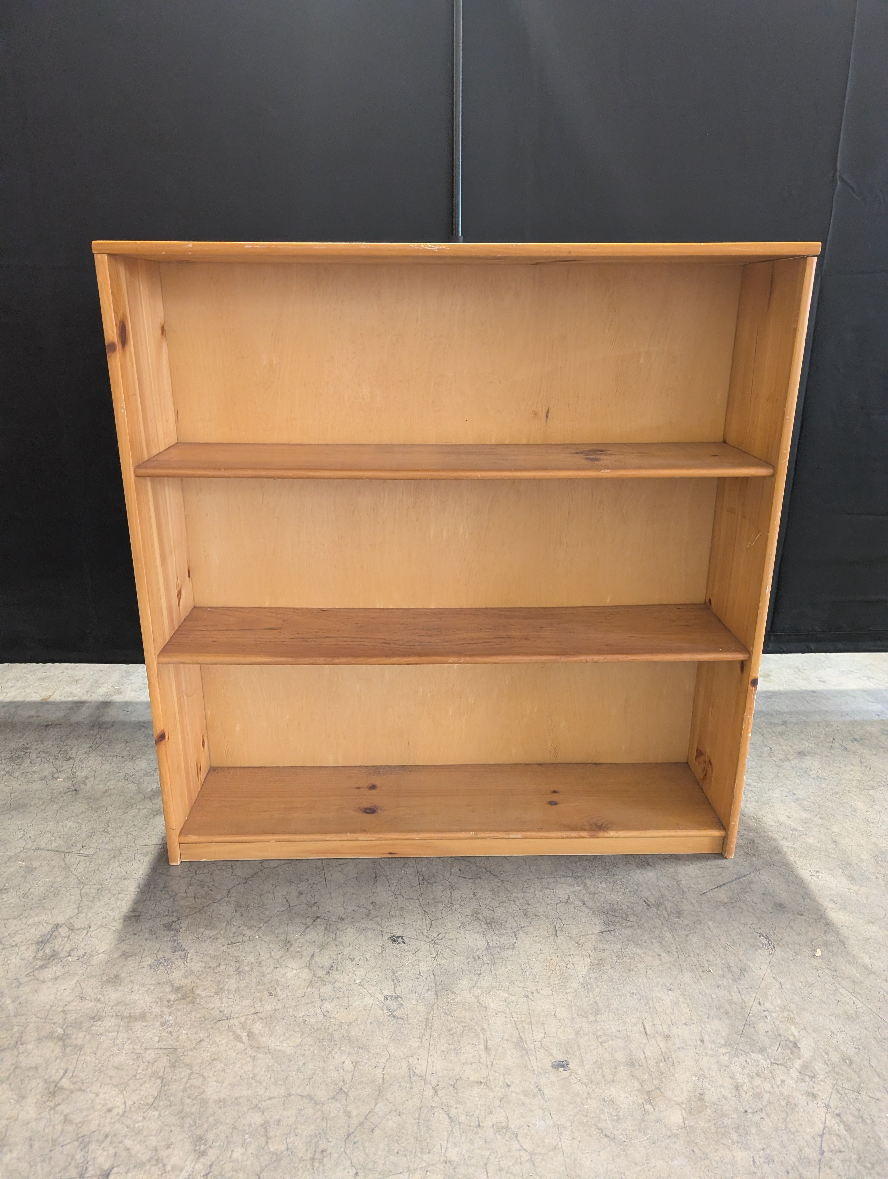 Natural Wood Three-Tier Storage Bookcase