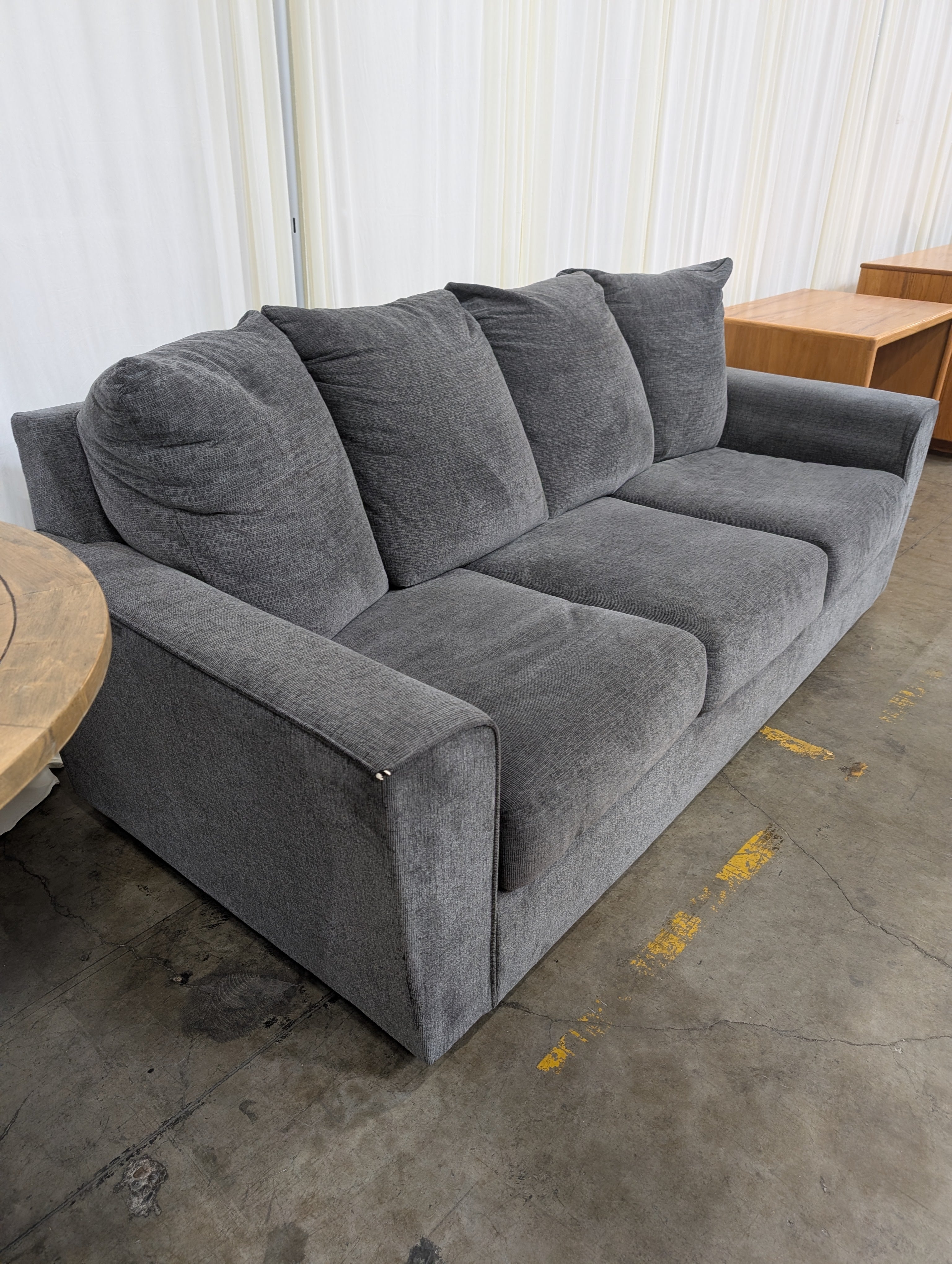 Modern Grey Fabric Three-Seat Couch