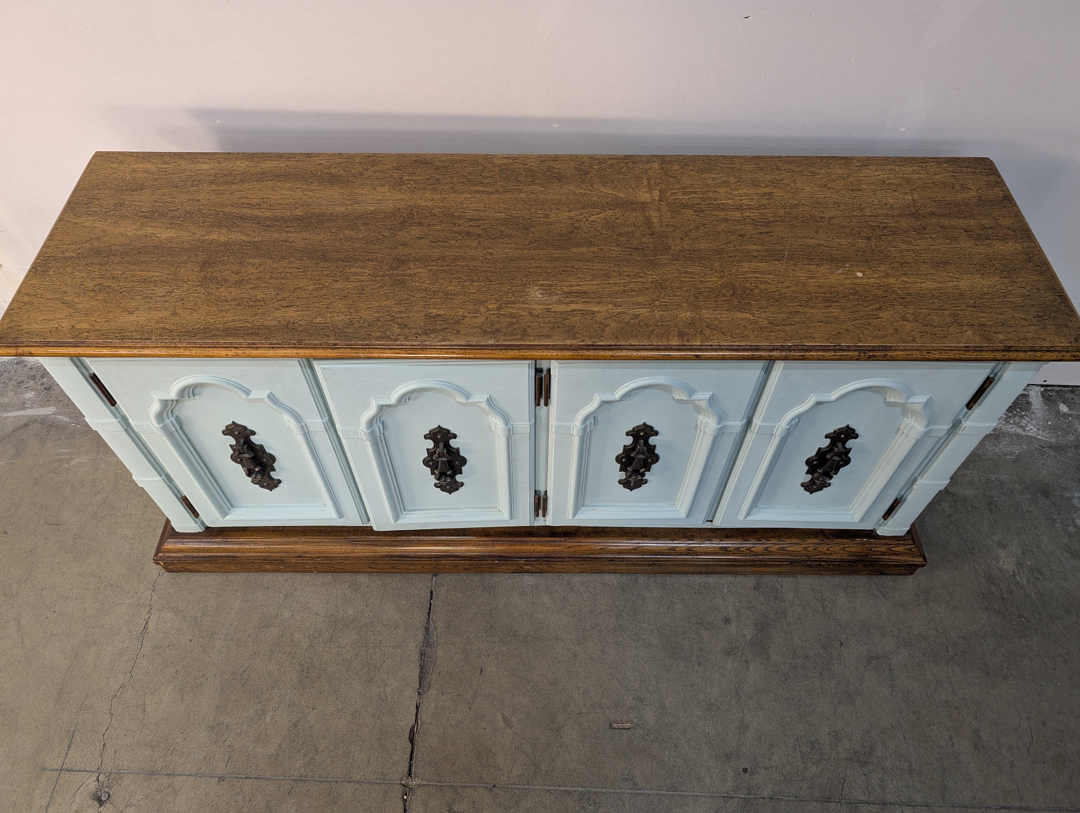 Charming Aqua Painted Wood Sideboard Buffet Cabinet
