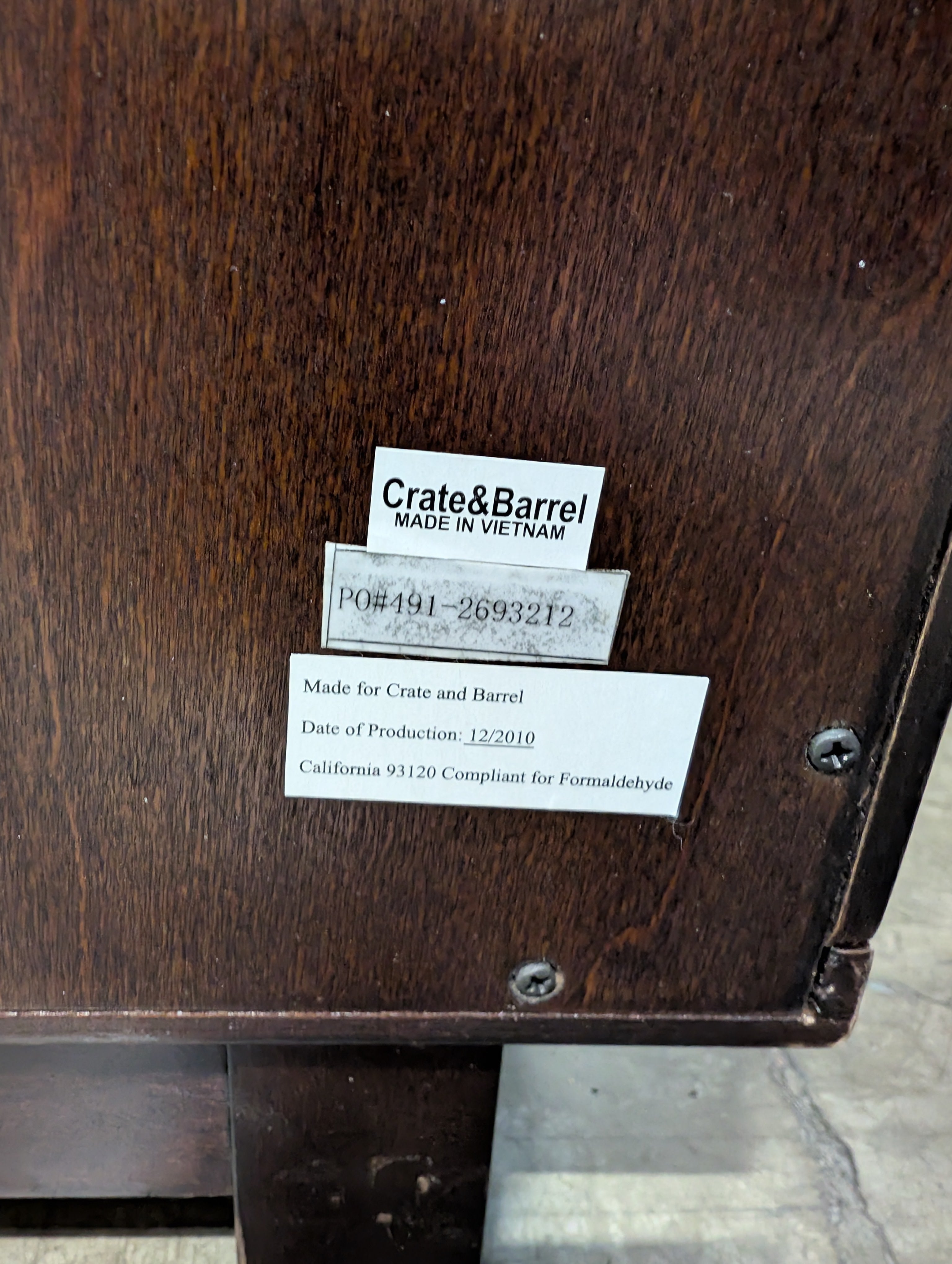 CRATE&BARREL Dark Wood Storage Cabinet
