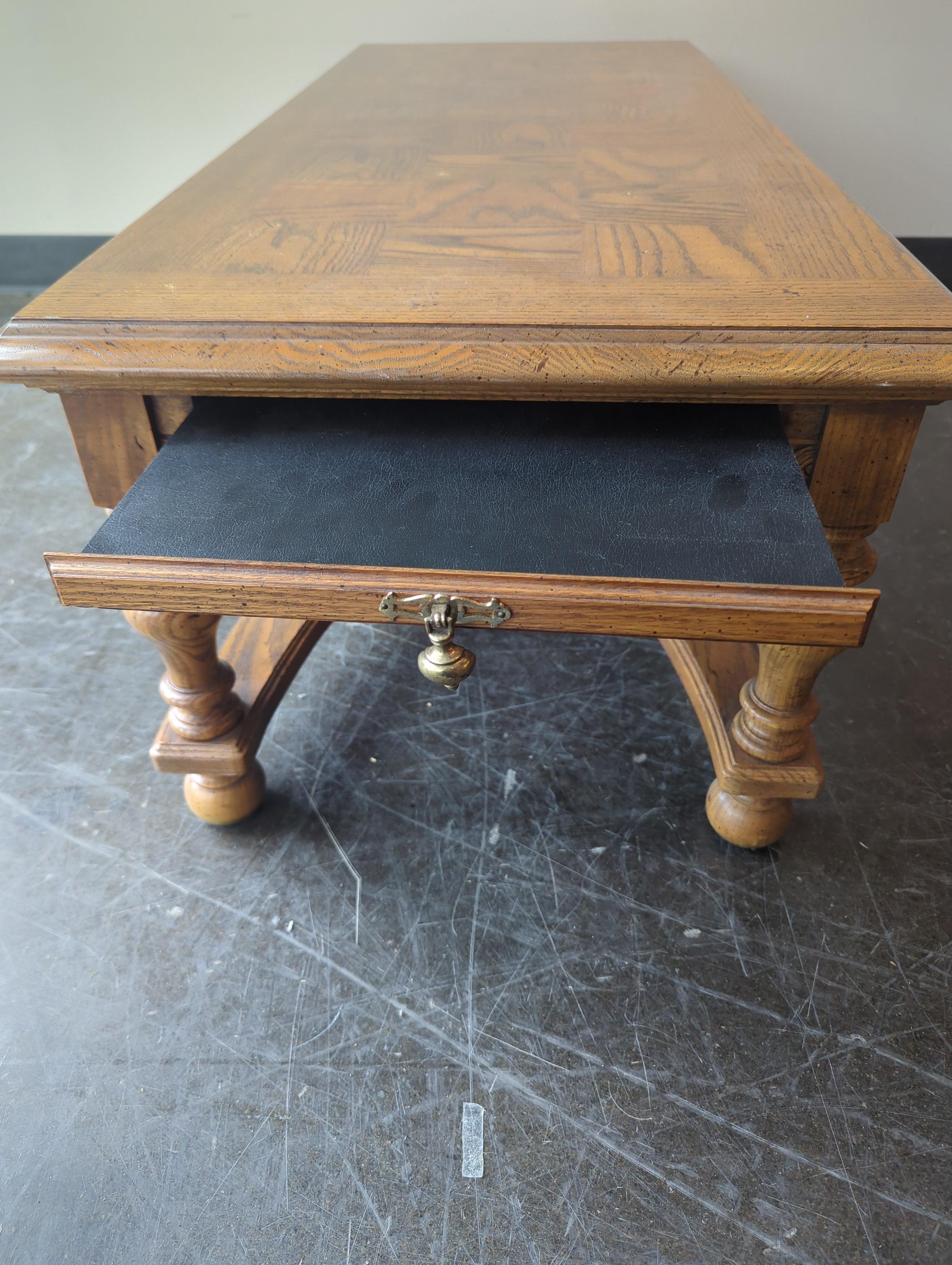 Traditional Carved Wood Rectangular Coffee Table