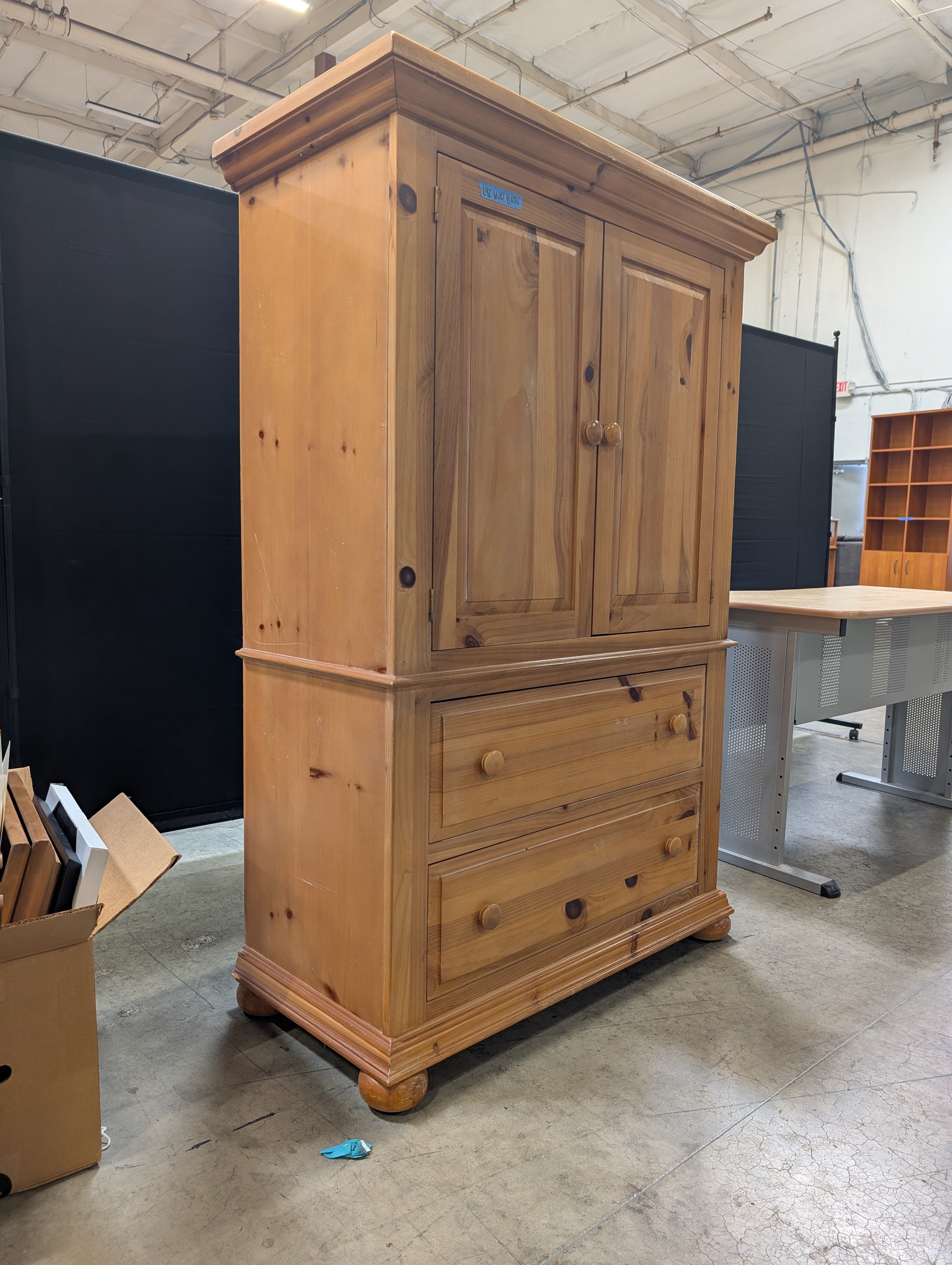 Rustic BROYHILL Pine Two-Door Armoire with Crown Molding
