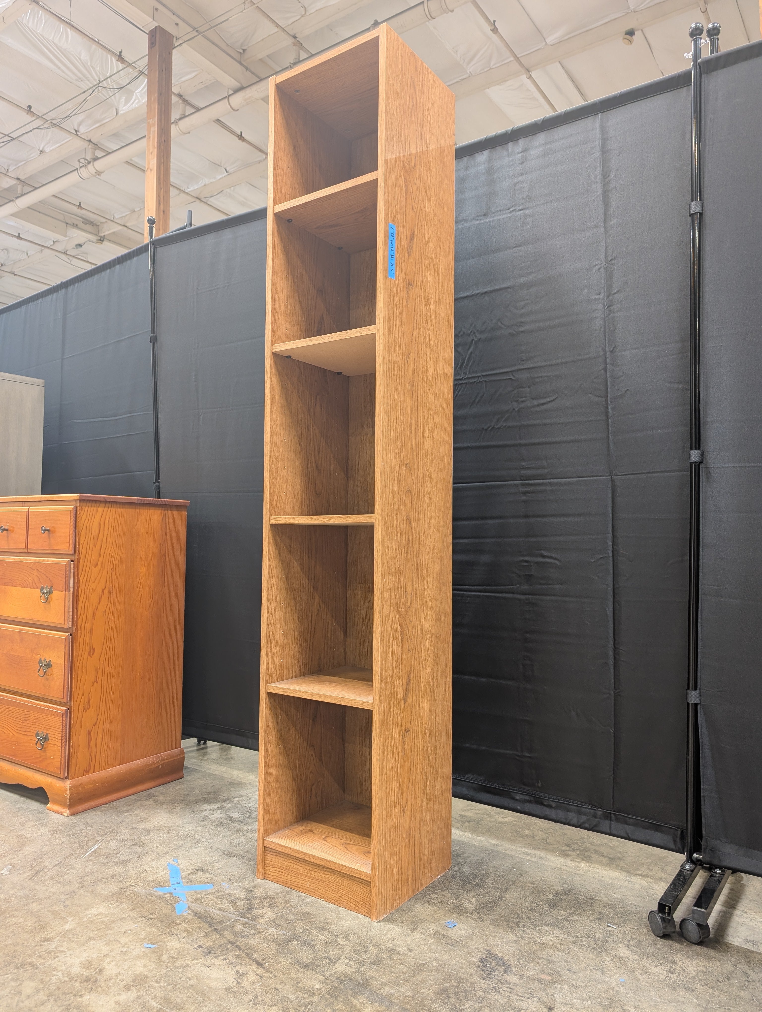 Narrow Five-Shelf Wood Grain Bookcase