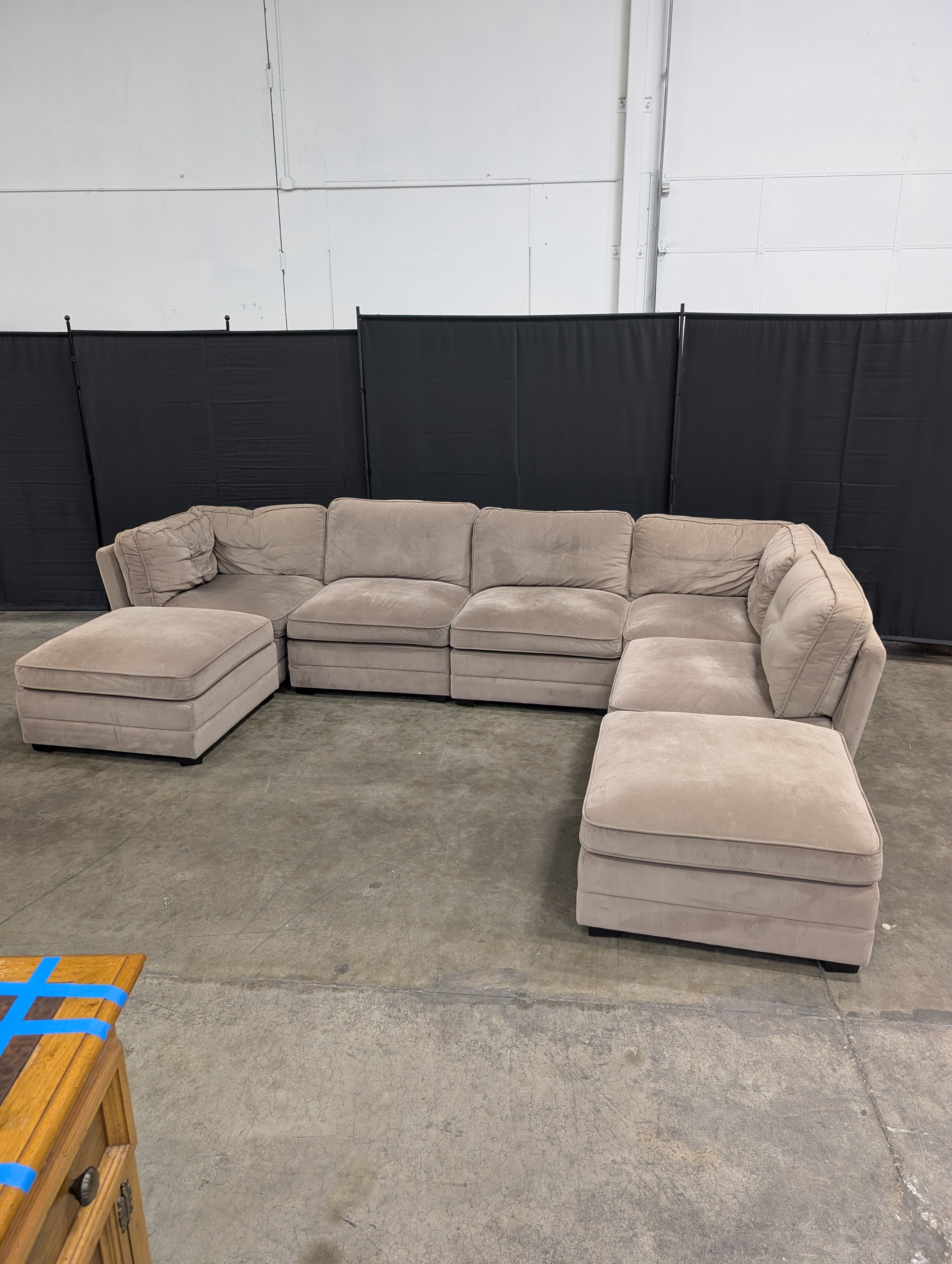 Modular Taupe Fabric Sectional Couch