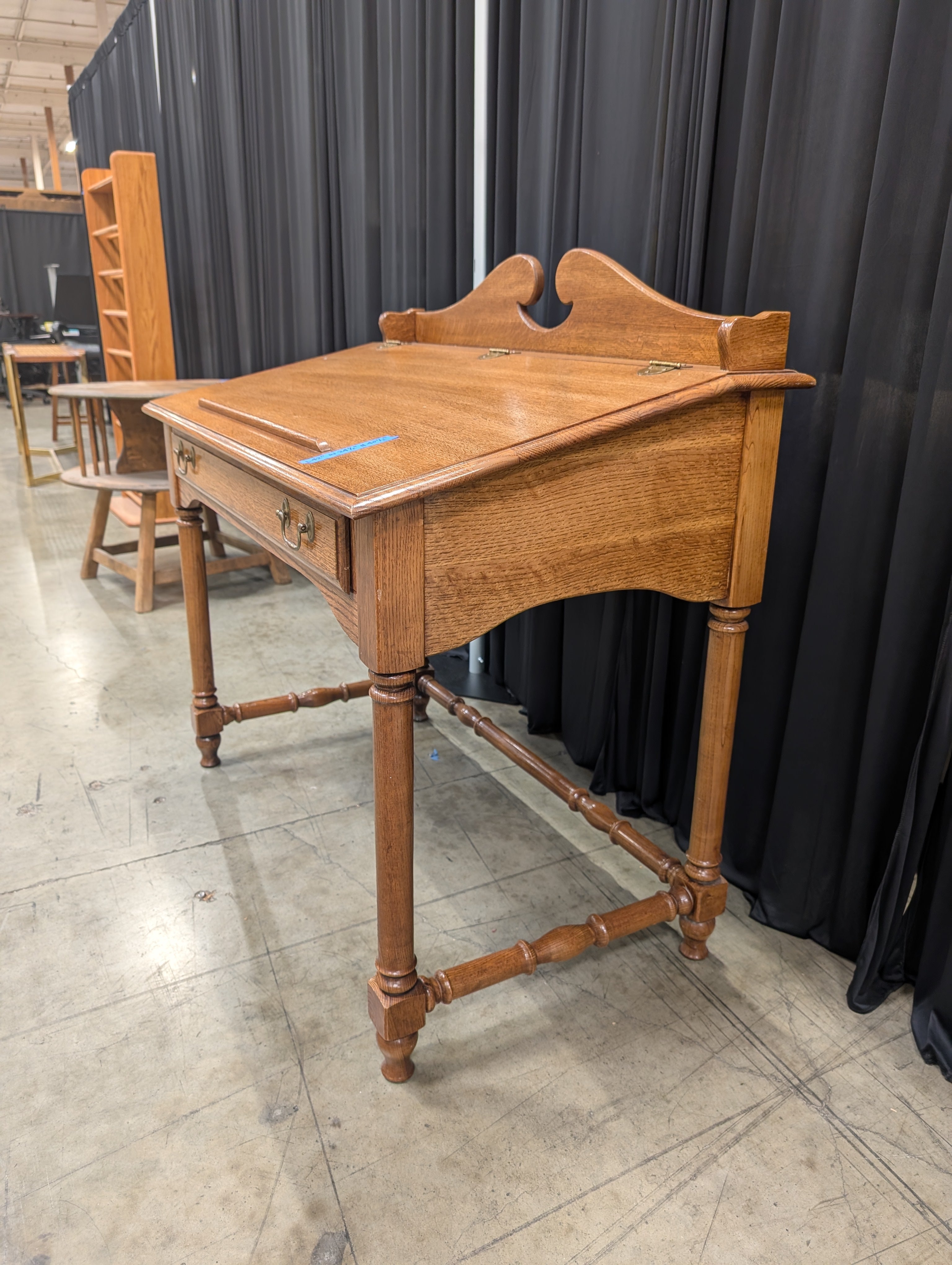 Traditional Wood Drop-Front Desk with Turned Legs