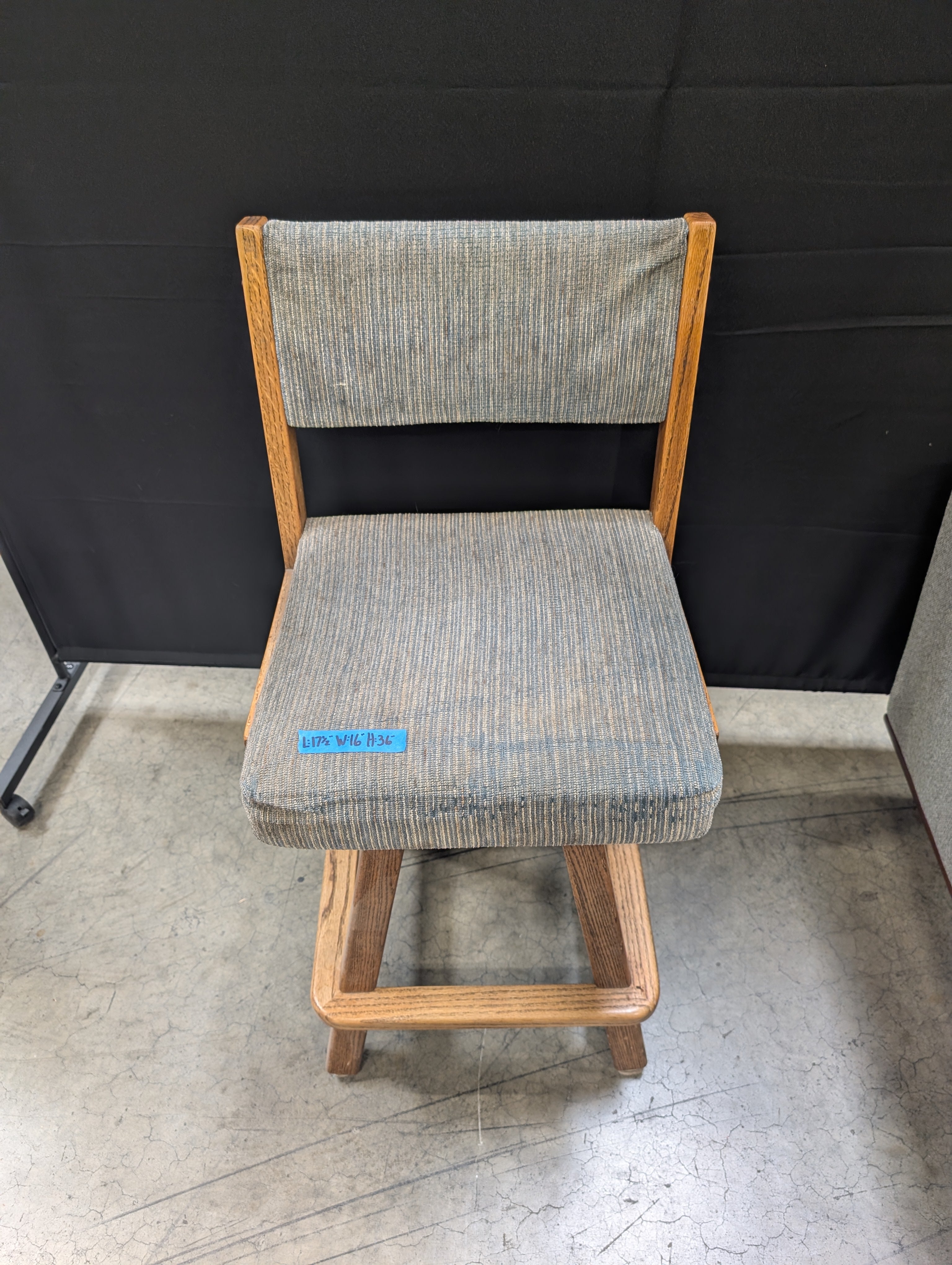 Rustic Wood Swivel Bar Stool with Upholstered Back