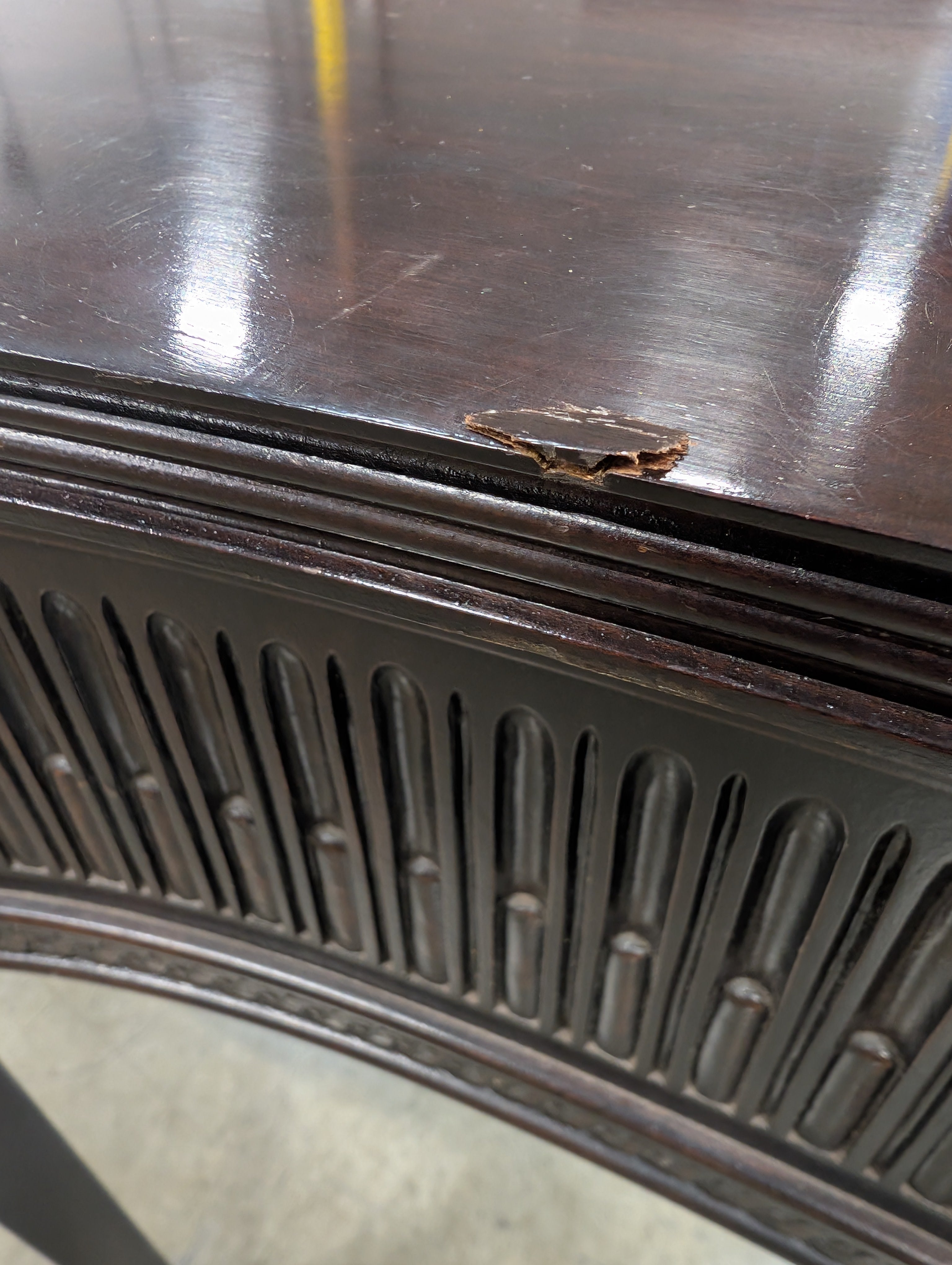 Curved Front Dark Wood Console Table
