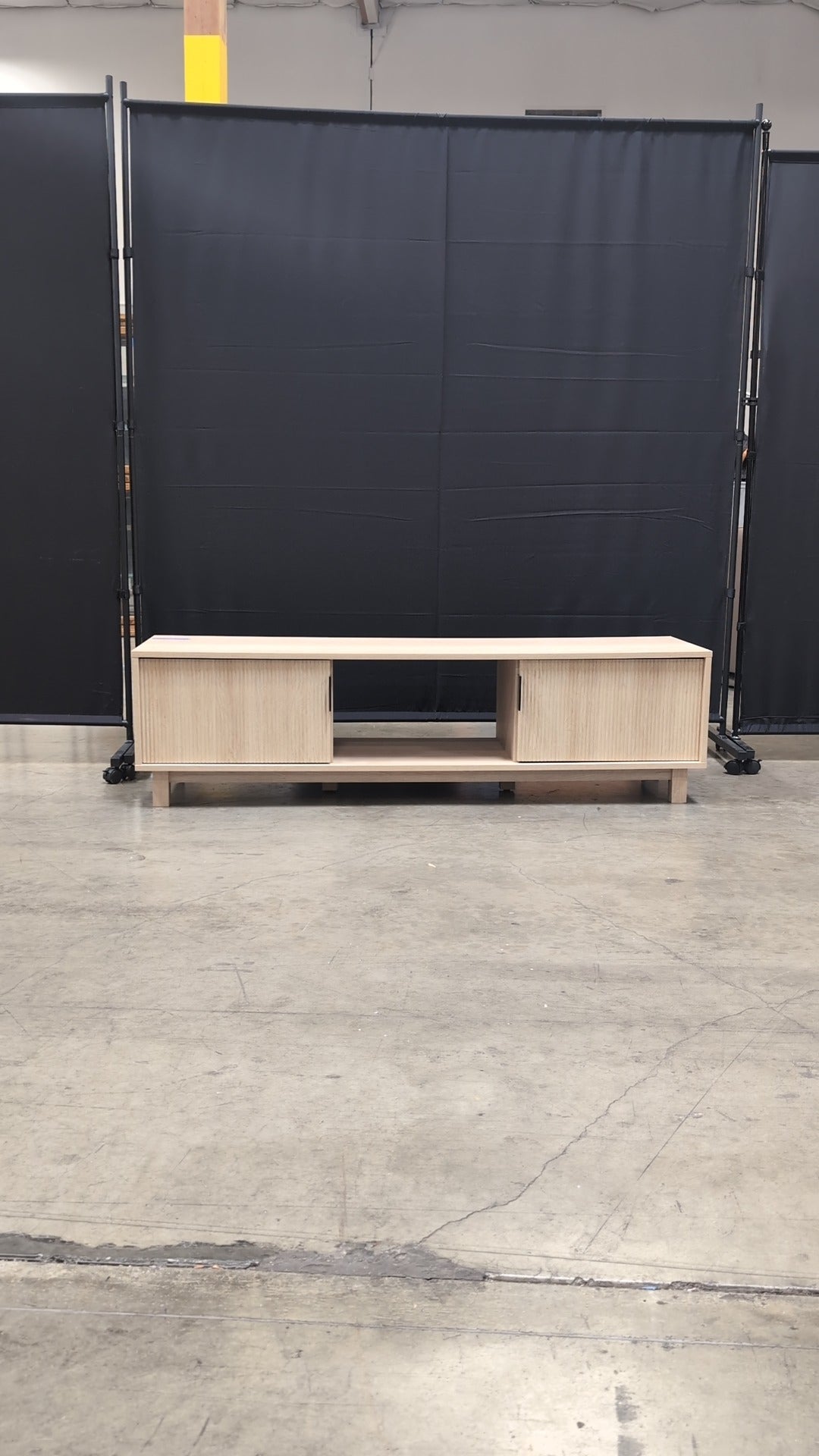 Modern Light Wood Media Console with Storage