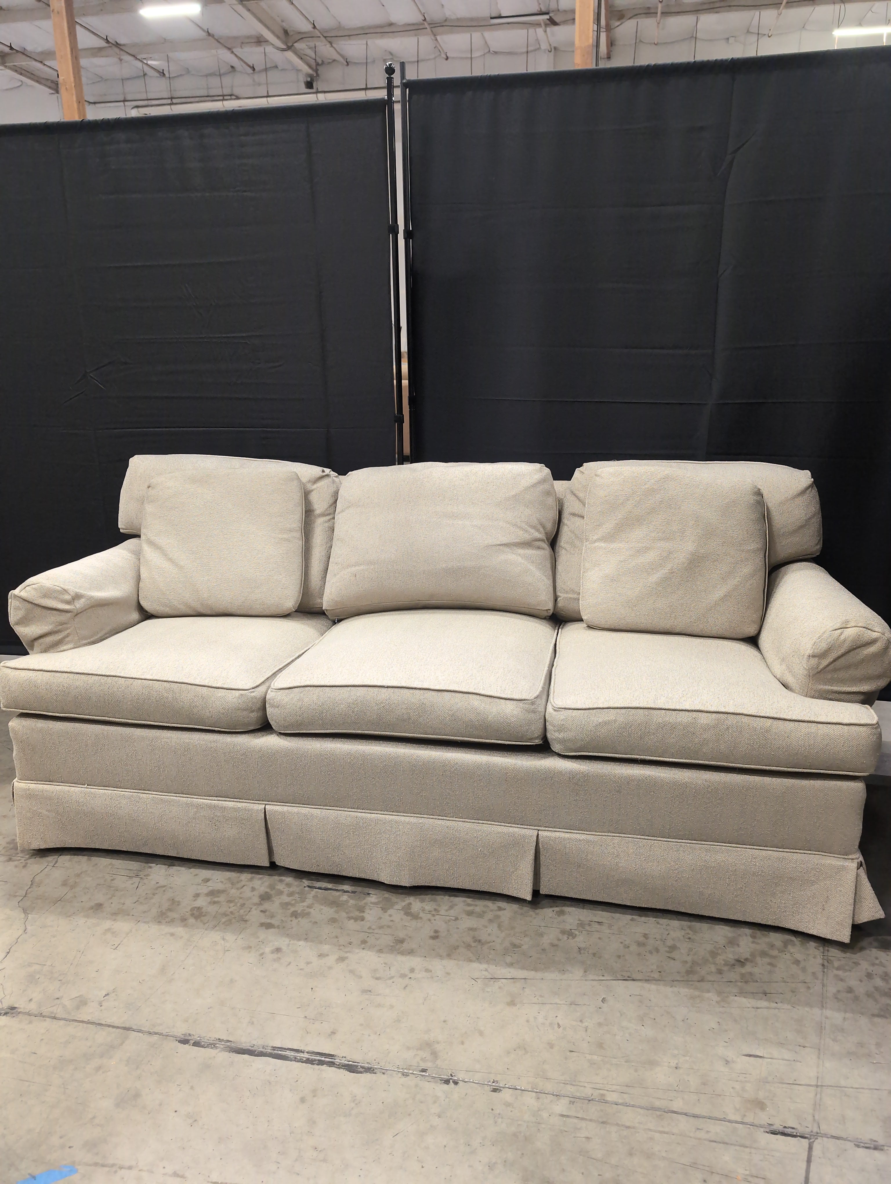 Beige Fabric Three-Seater Sofa
