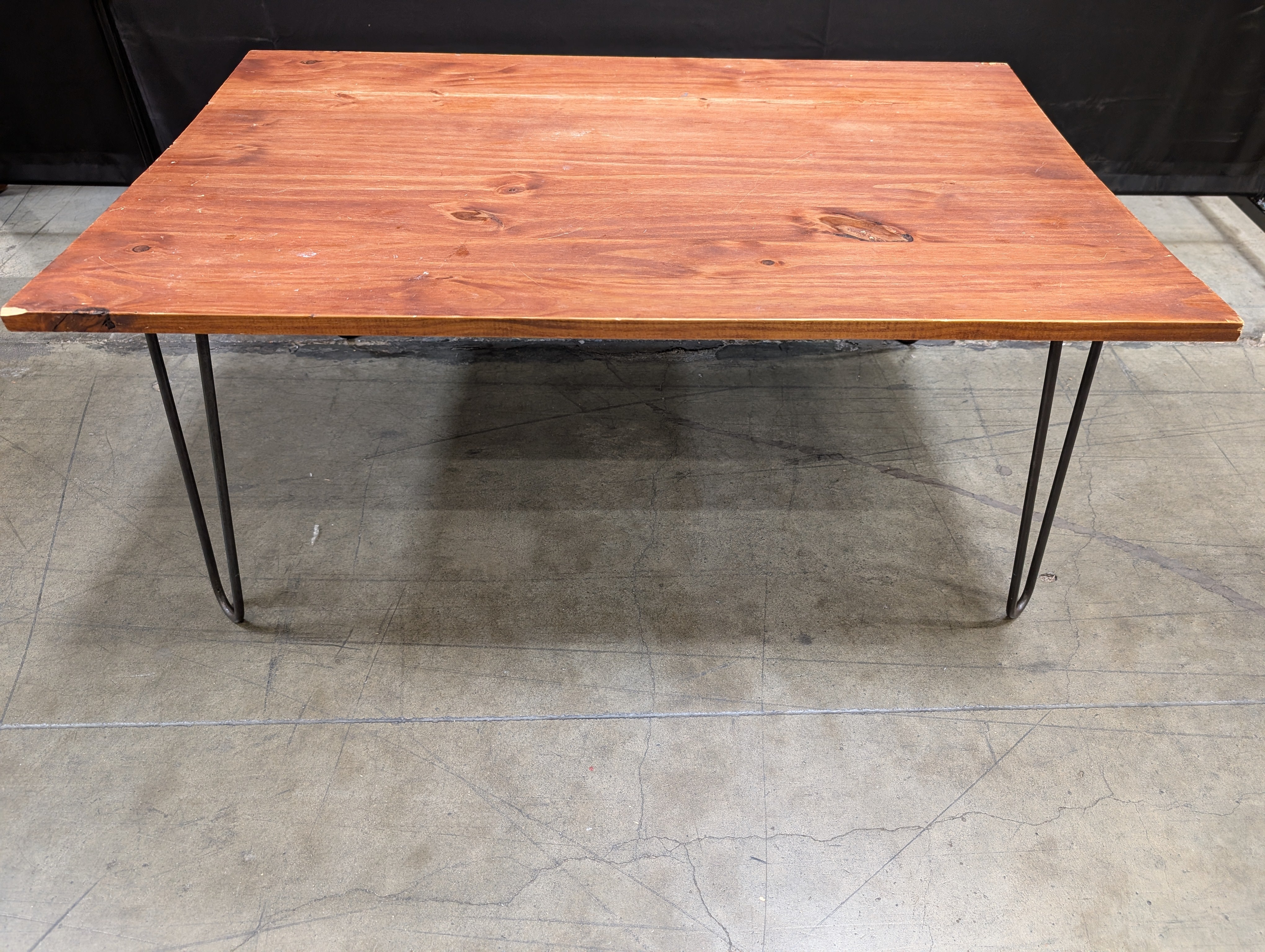 Rustic Wood Coffee Table with Black Hairpin Legs
