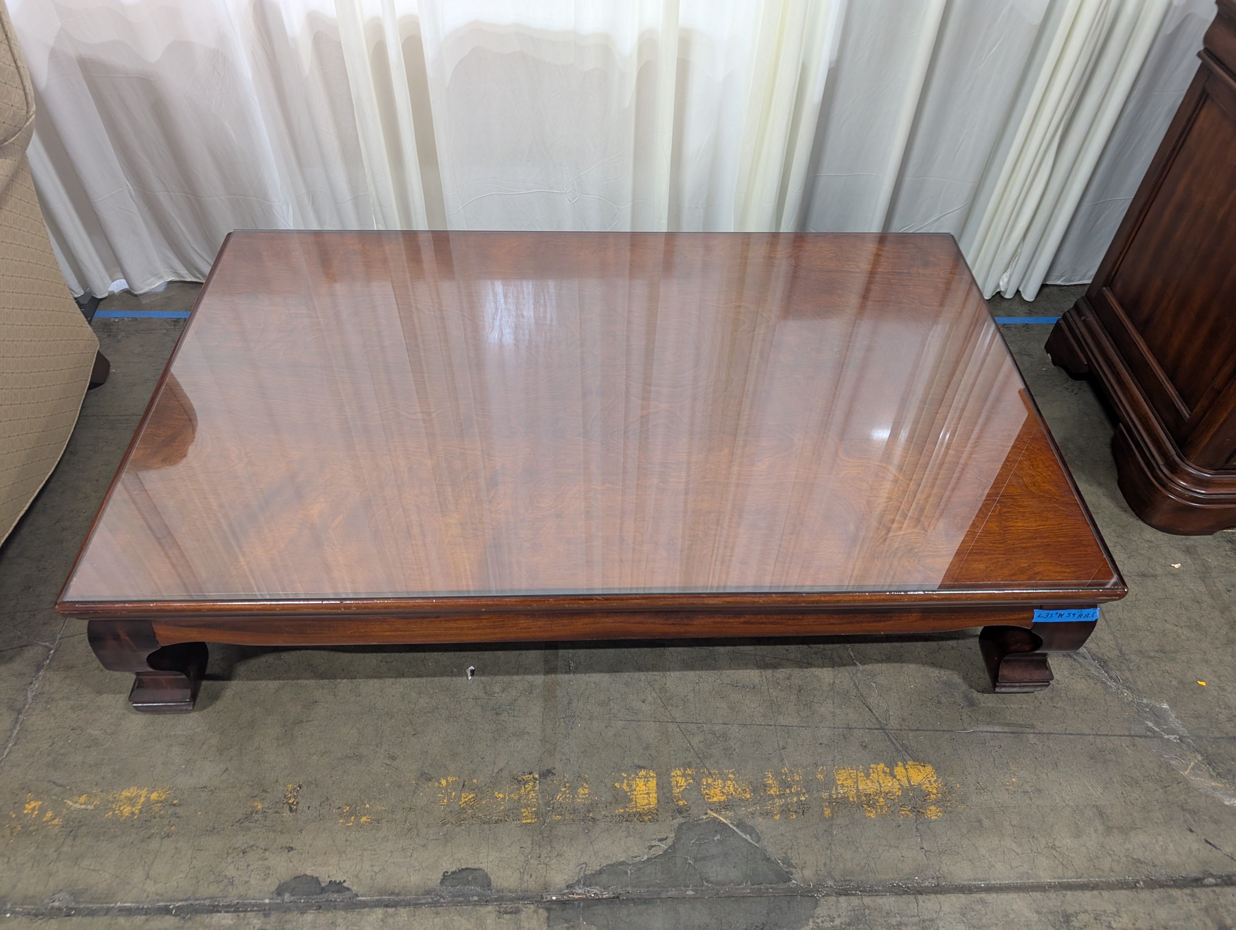 Maroc Dark Wood Coffee Table with Glass Top