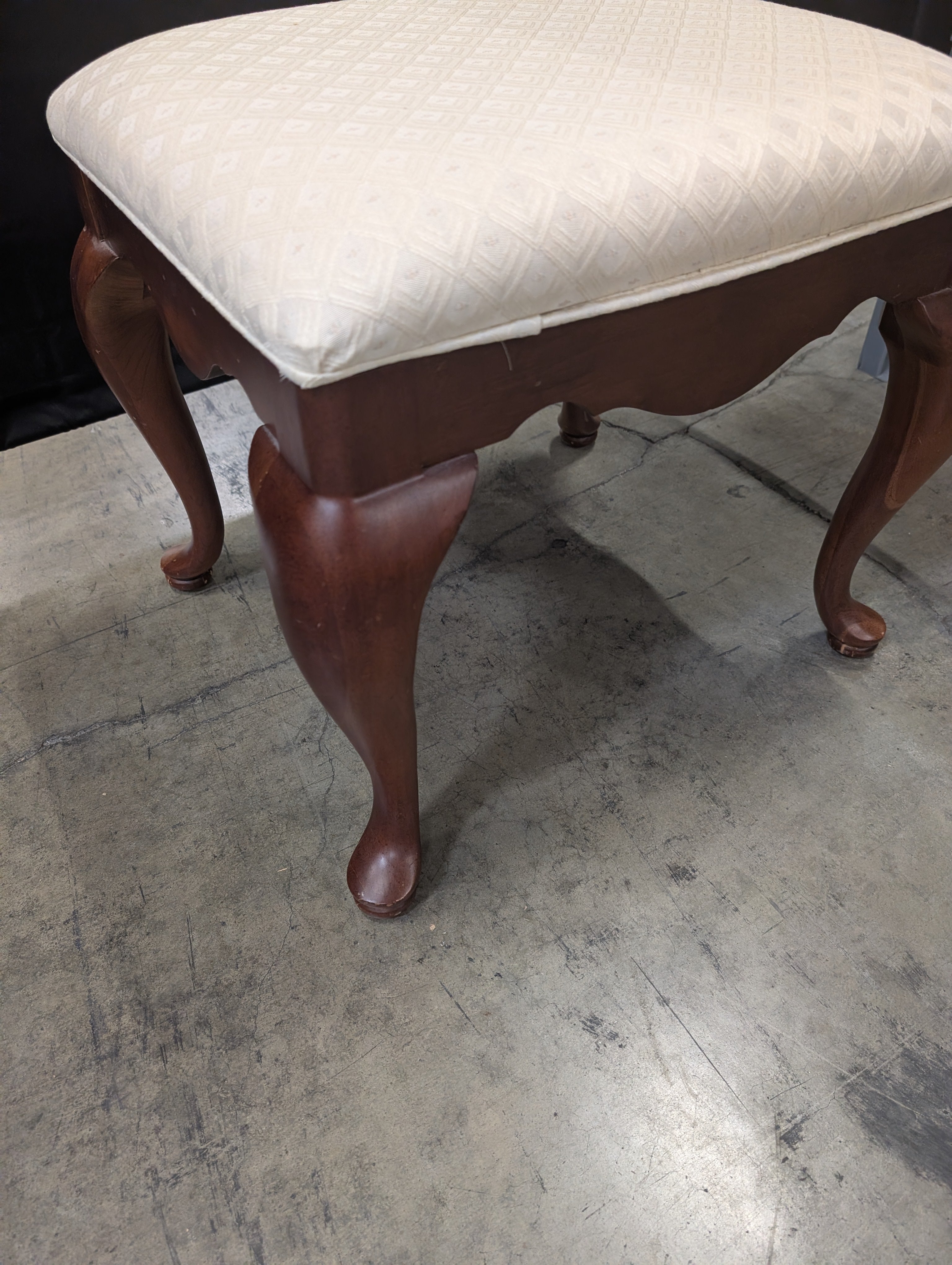Traditional Upholstered Footstool with Cabriole Legs