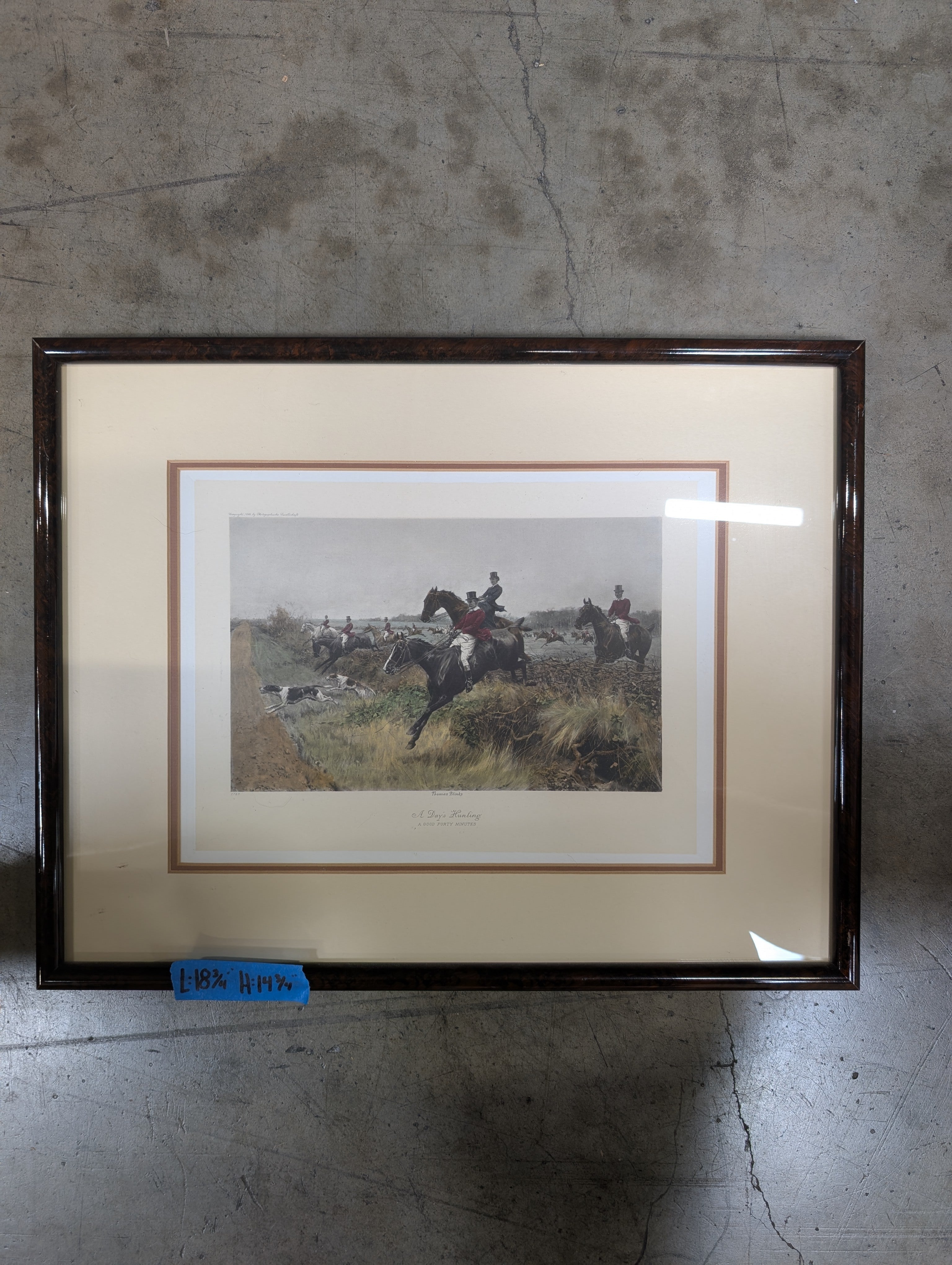 A Days Hunting Scene Framed Print in Wood
