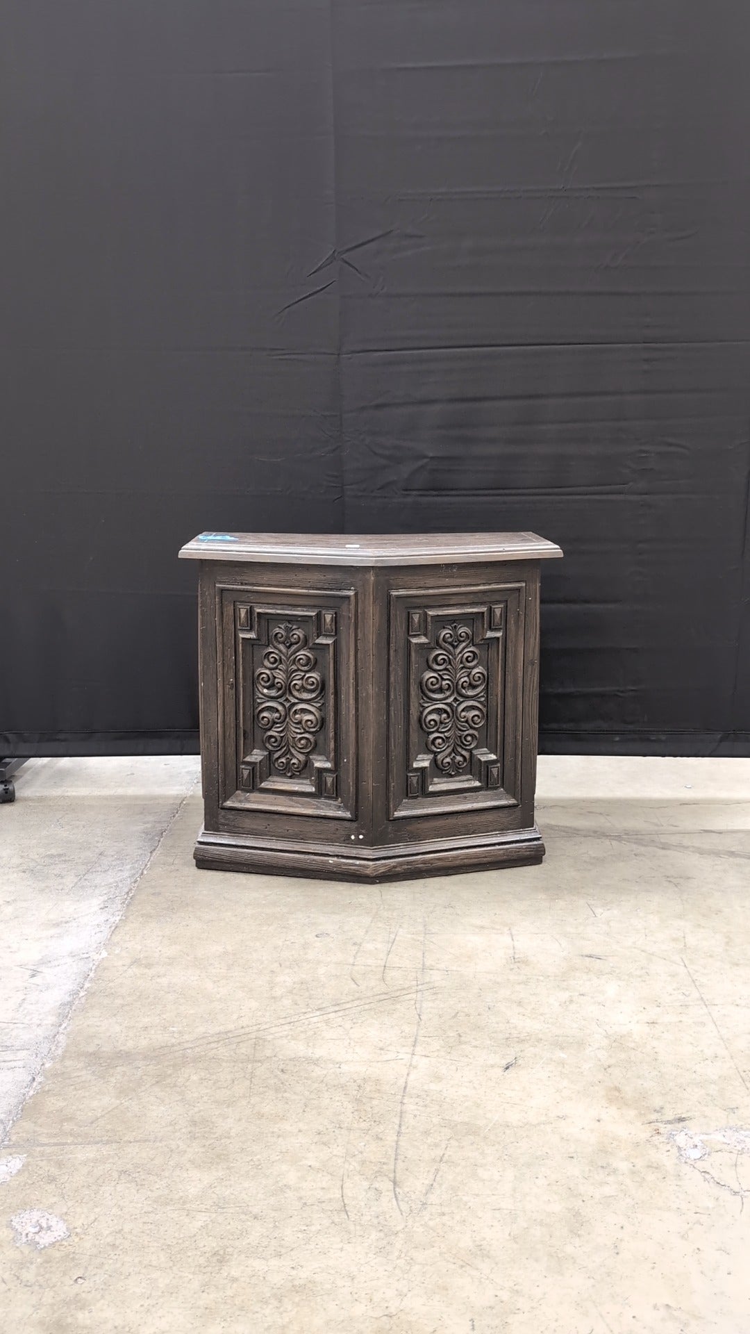 Ornate Dark Wood Carved Accent Table