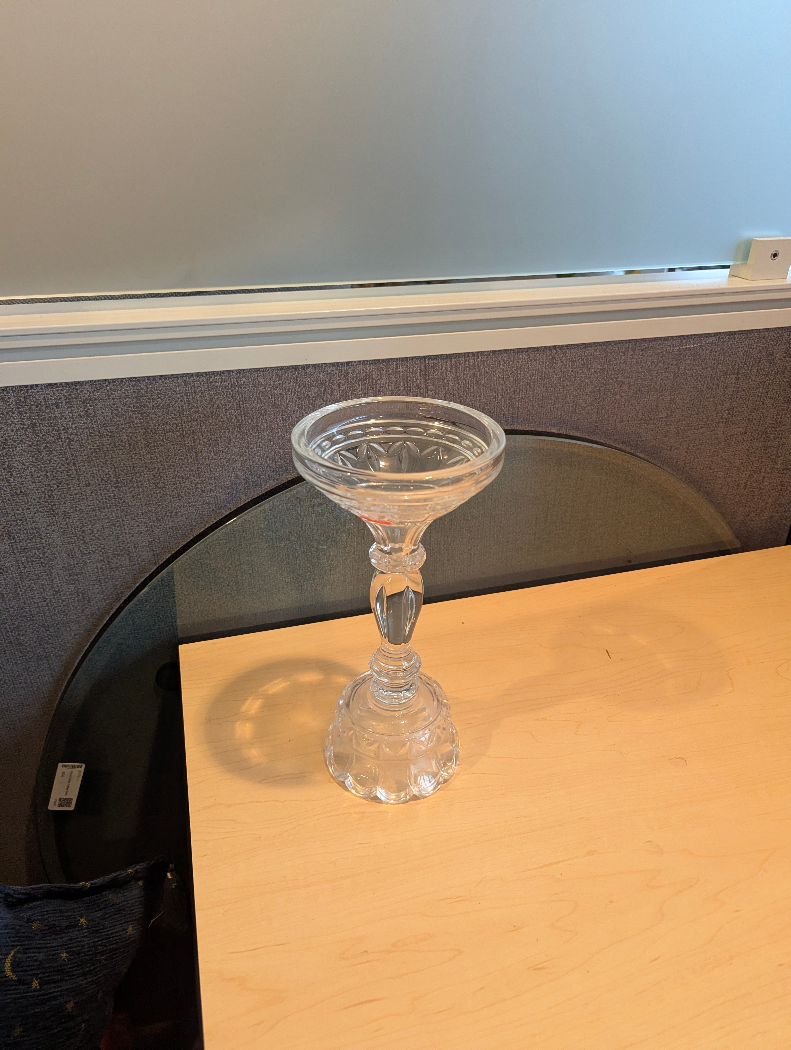 Decorative Clear Glass Stemmed Compote Dish with Patterned Base