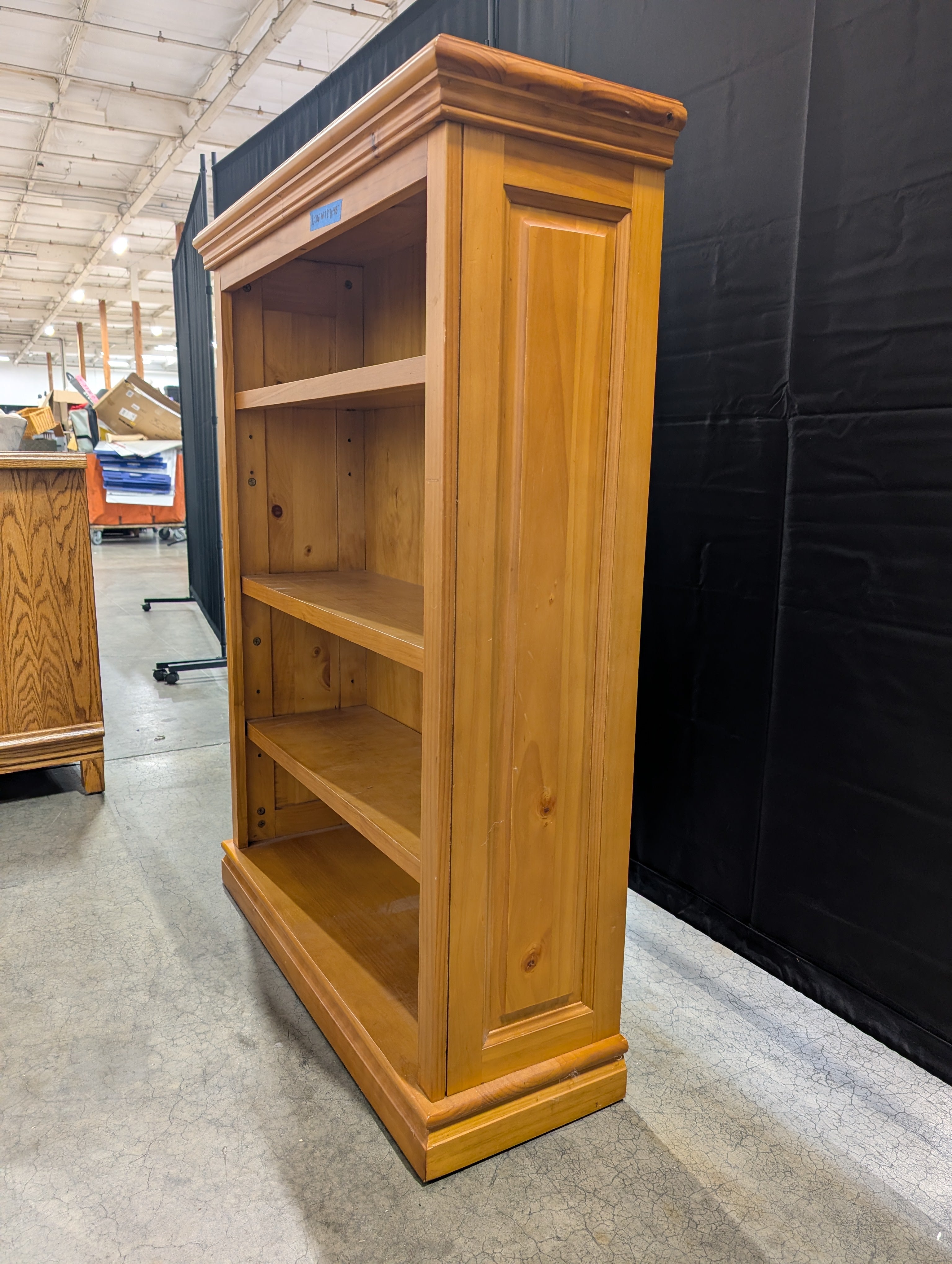Honey Oak Wood Bookcase with Crown Molding