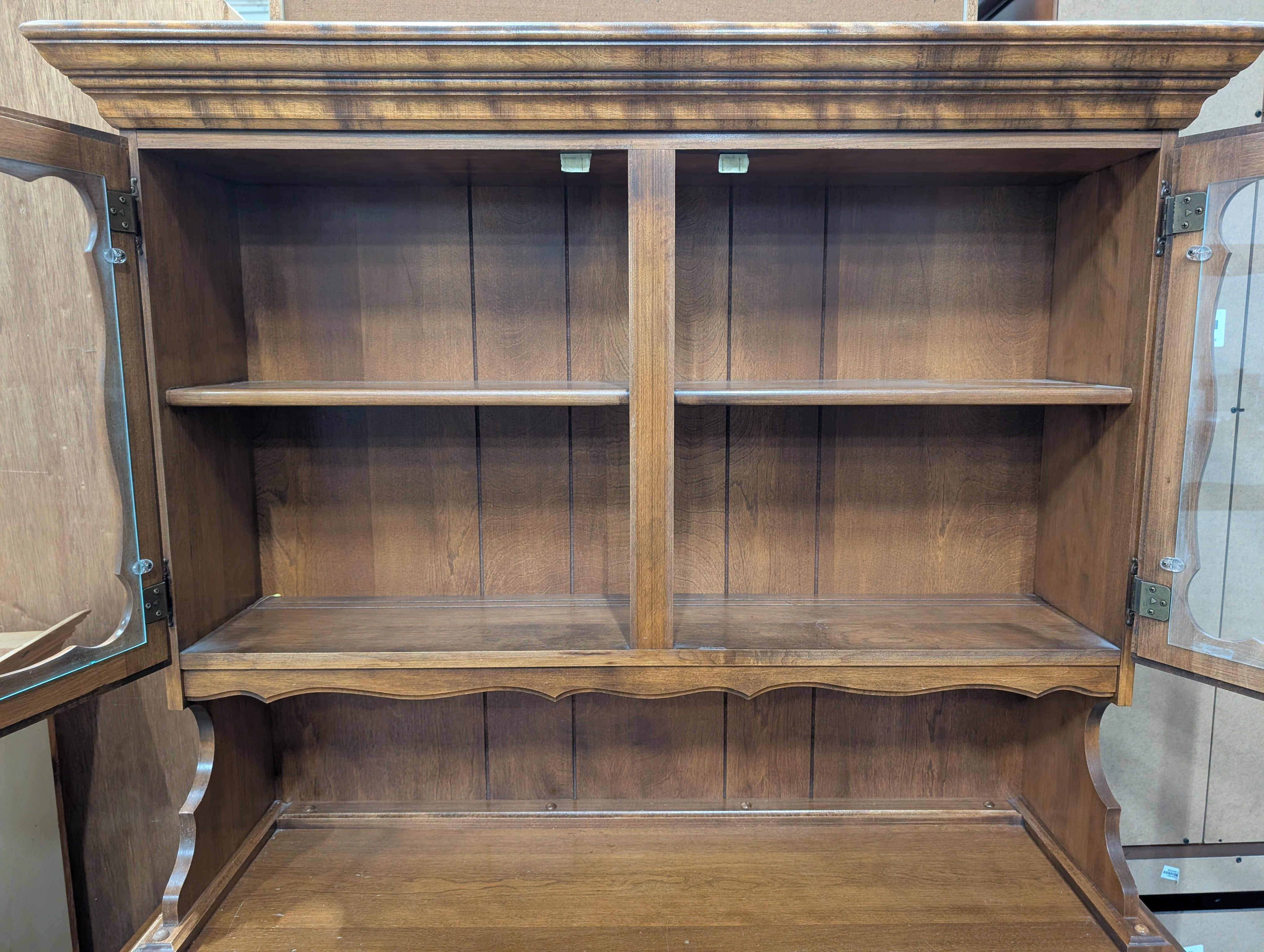 Traditional Wood Display Hutch with Glass Doors and Storage