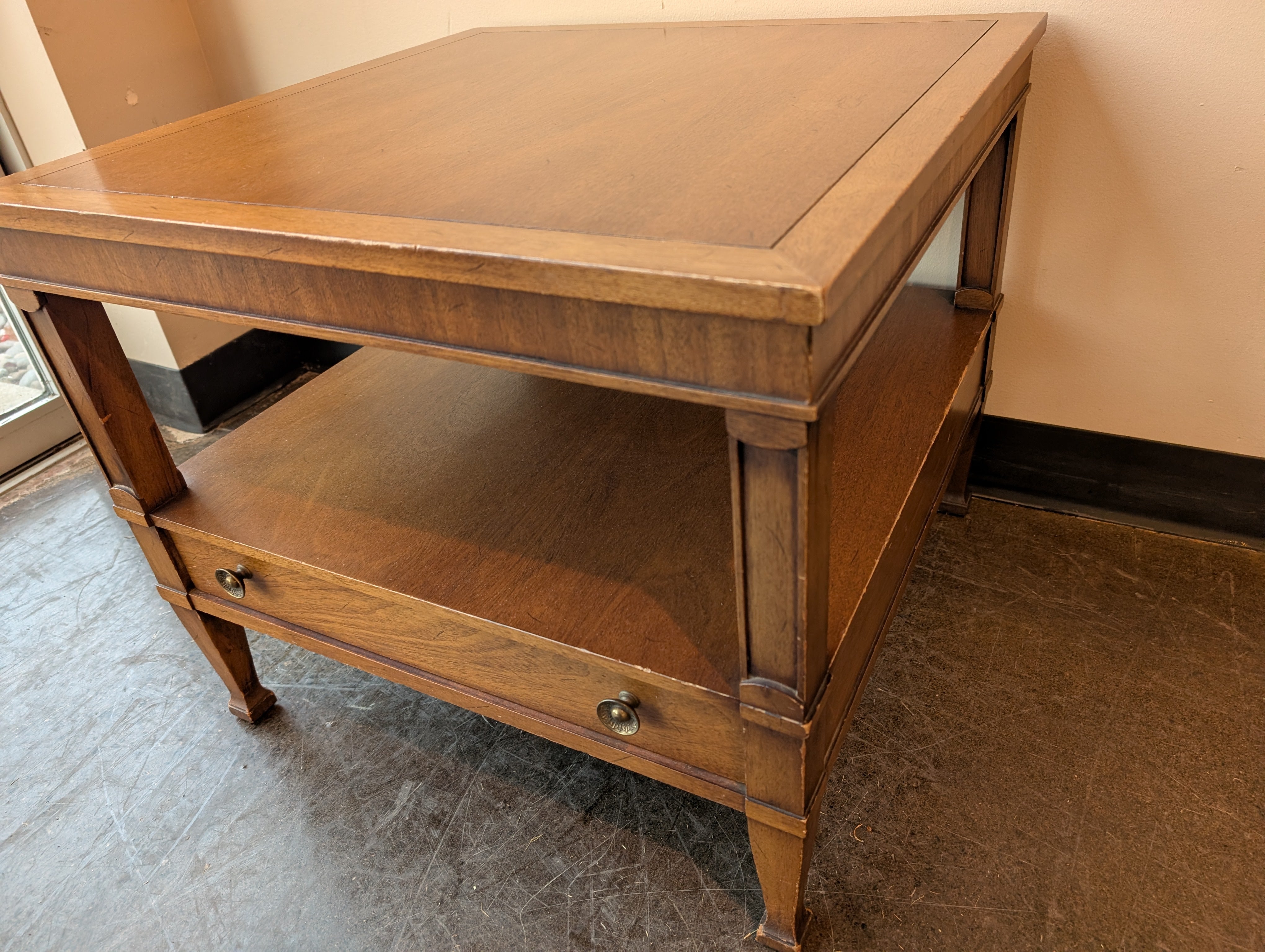Vintage Midcentury Drexel Triune Side Table With Drawer