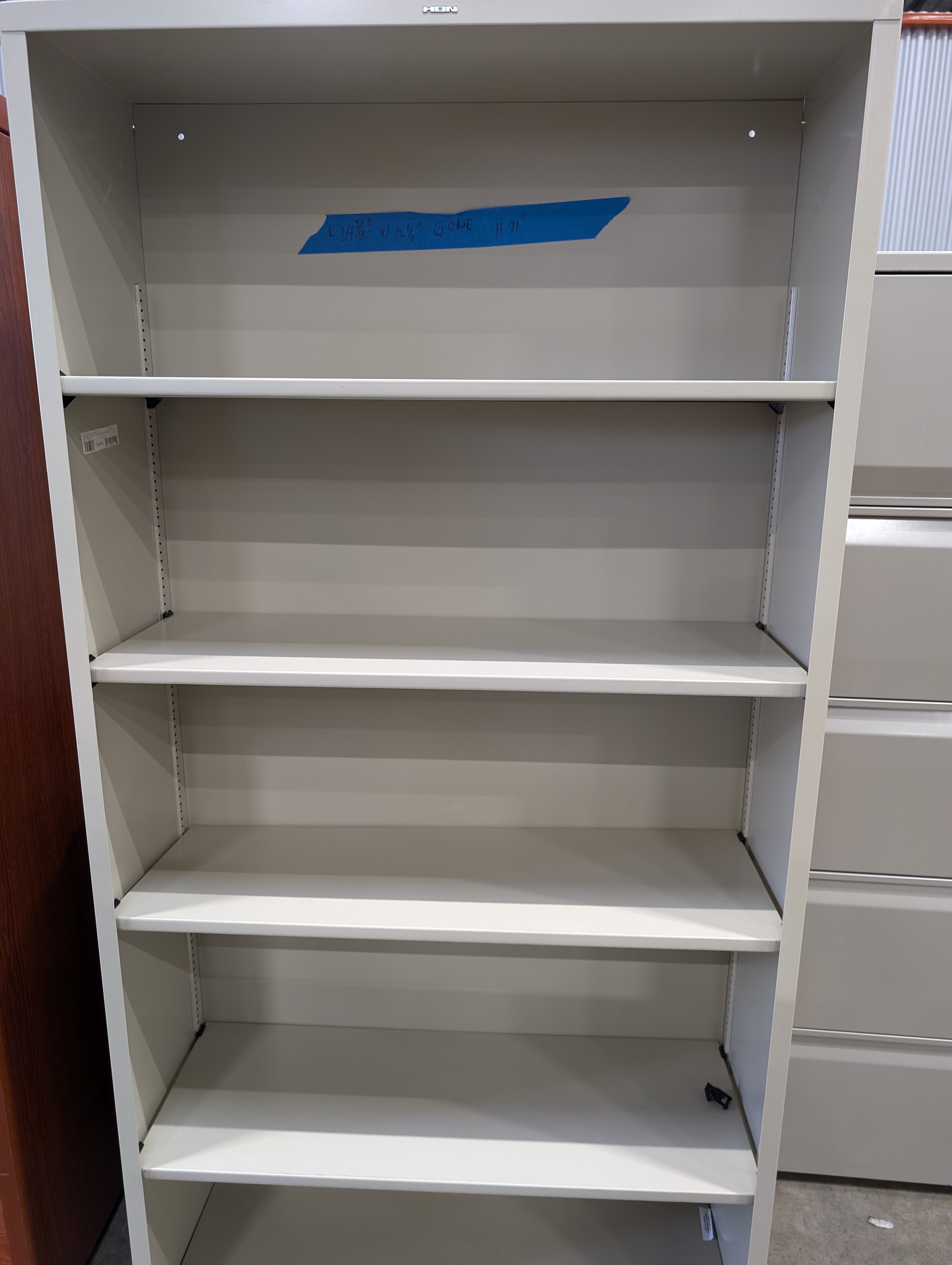 Warehouse sale-- Versatile Beige Metal Storage Bookcase with Adjustable Shelves