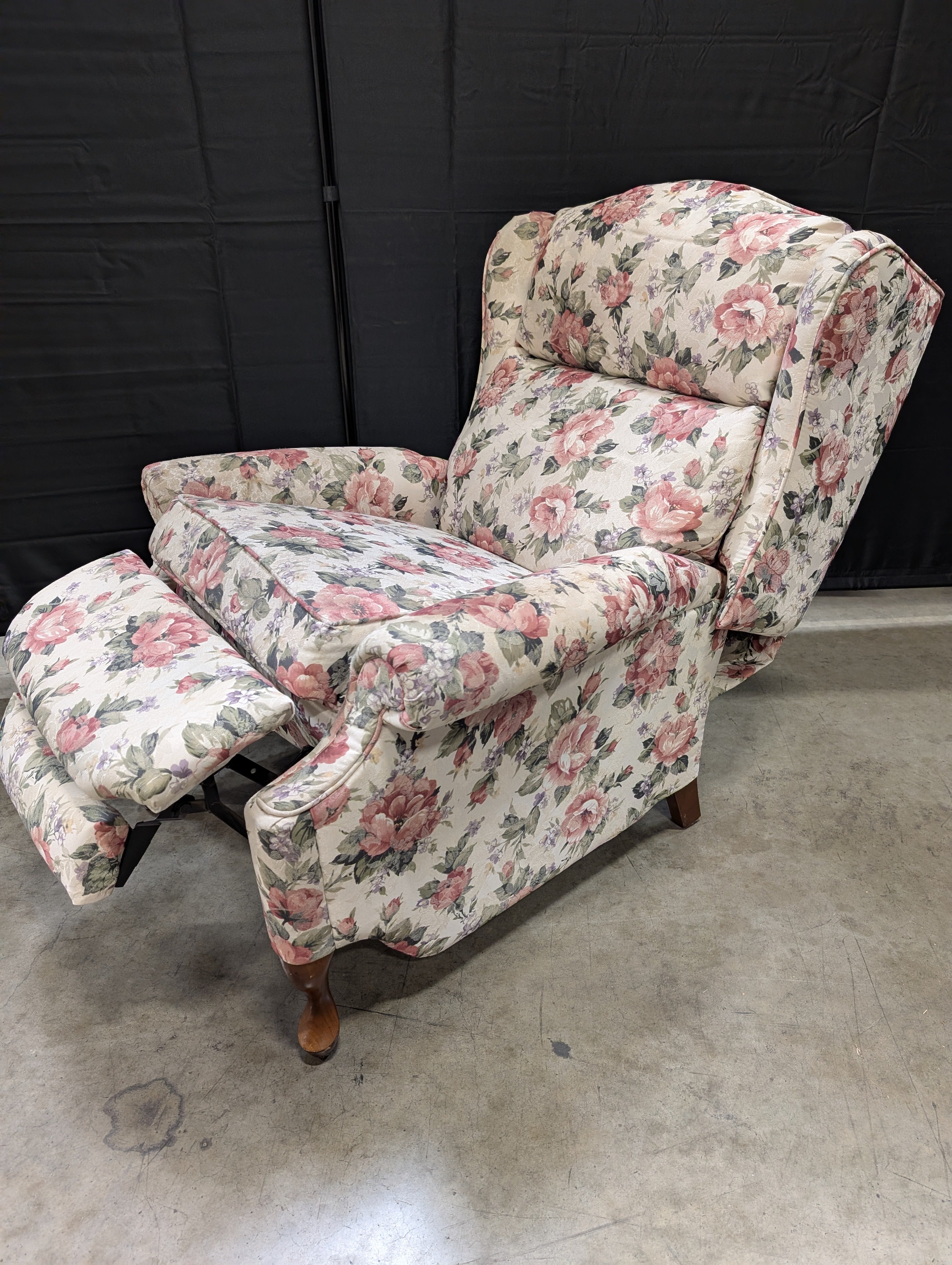 Traditional High-Back Floral Armchair