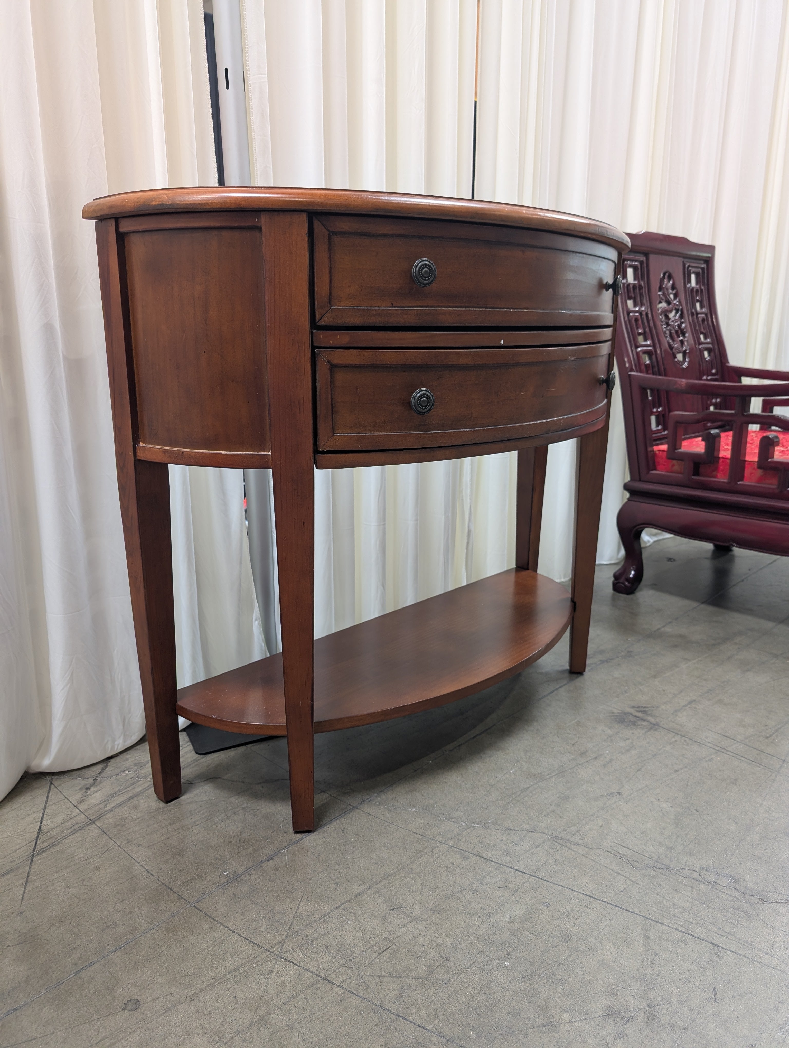 Ballard Designs Cherry Finish Ladder Style Nightstand with Two Drawers